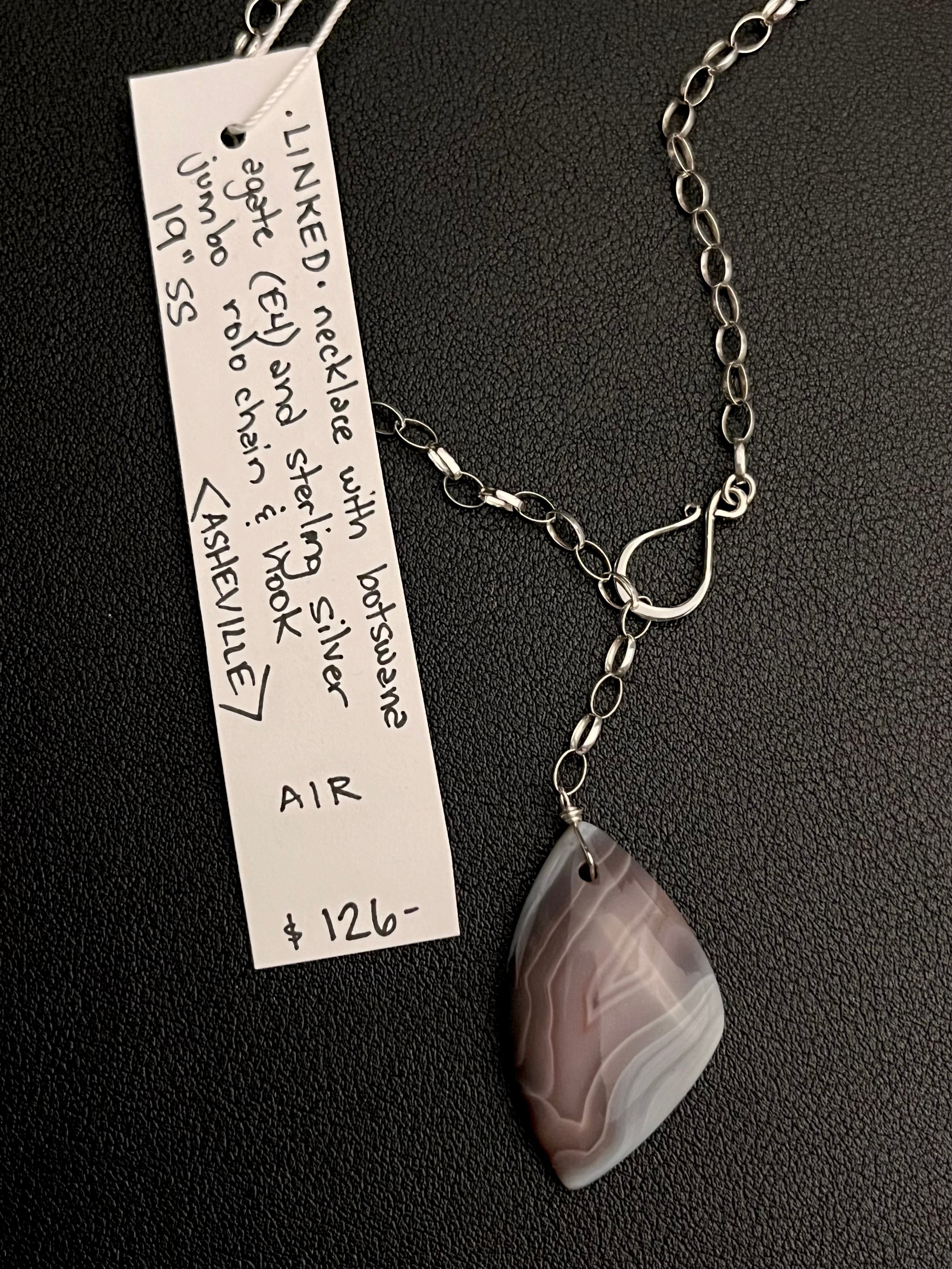 •LINKED• botswana agate + silver necklace (19")