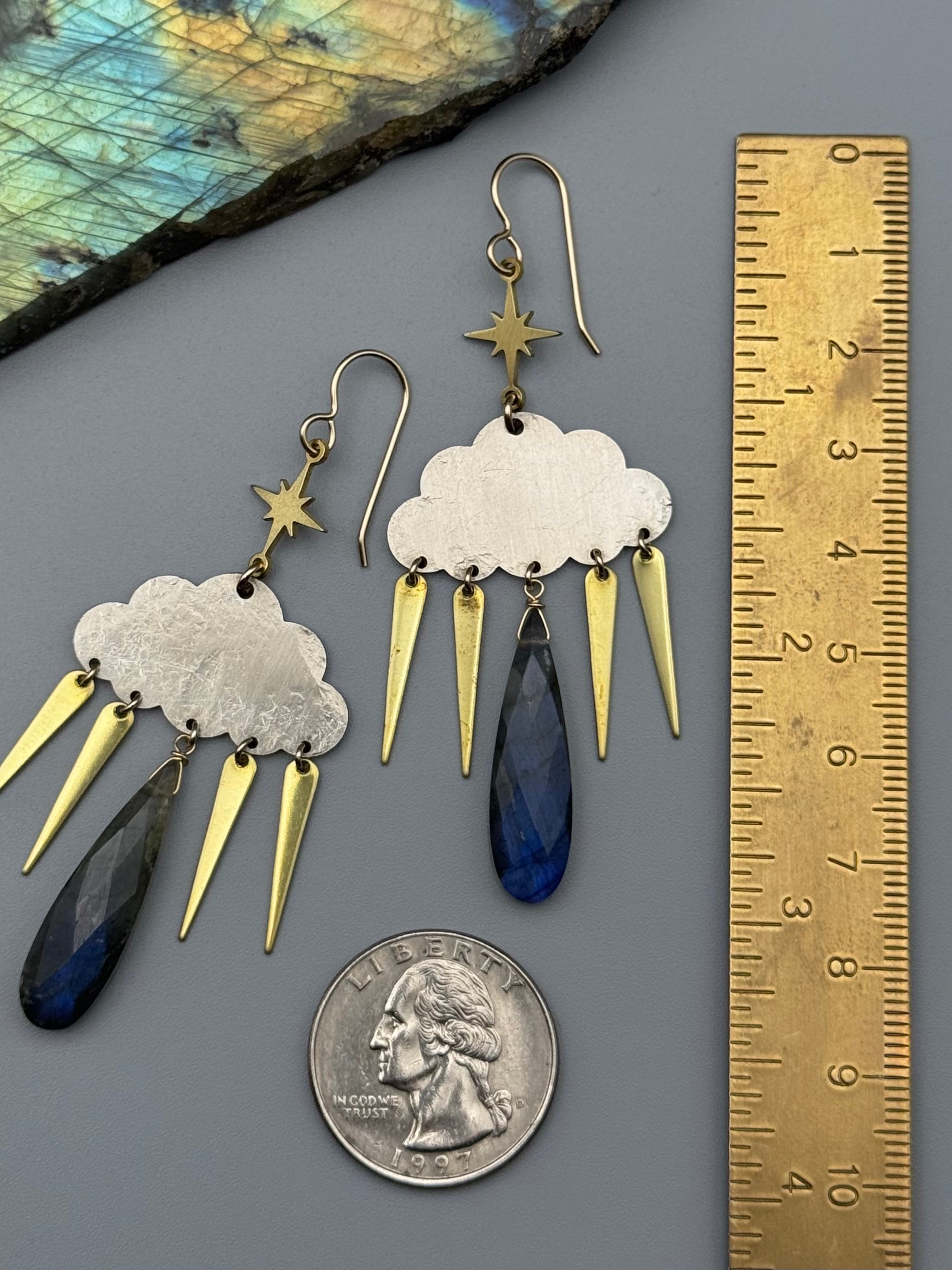 •STORMY• labradorite + mixed metal earrings