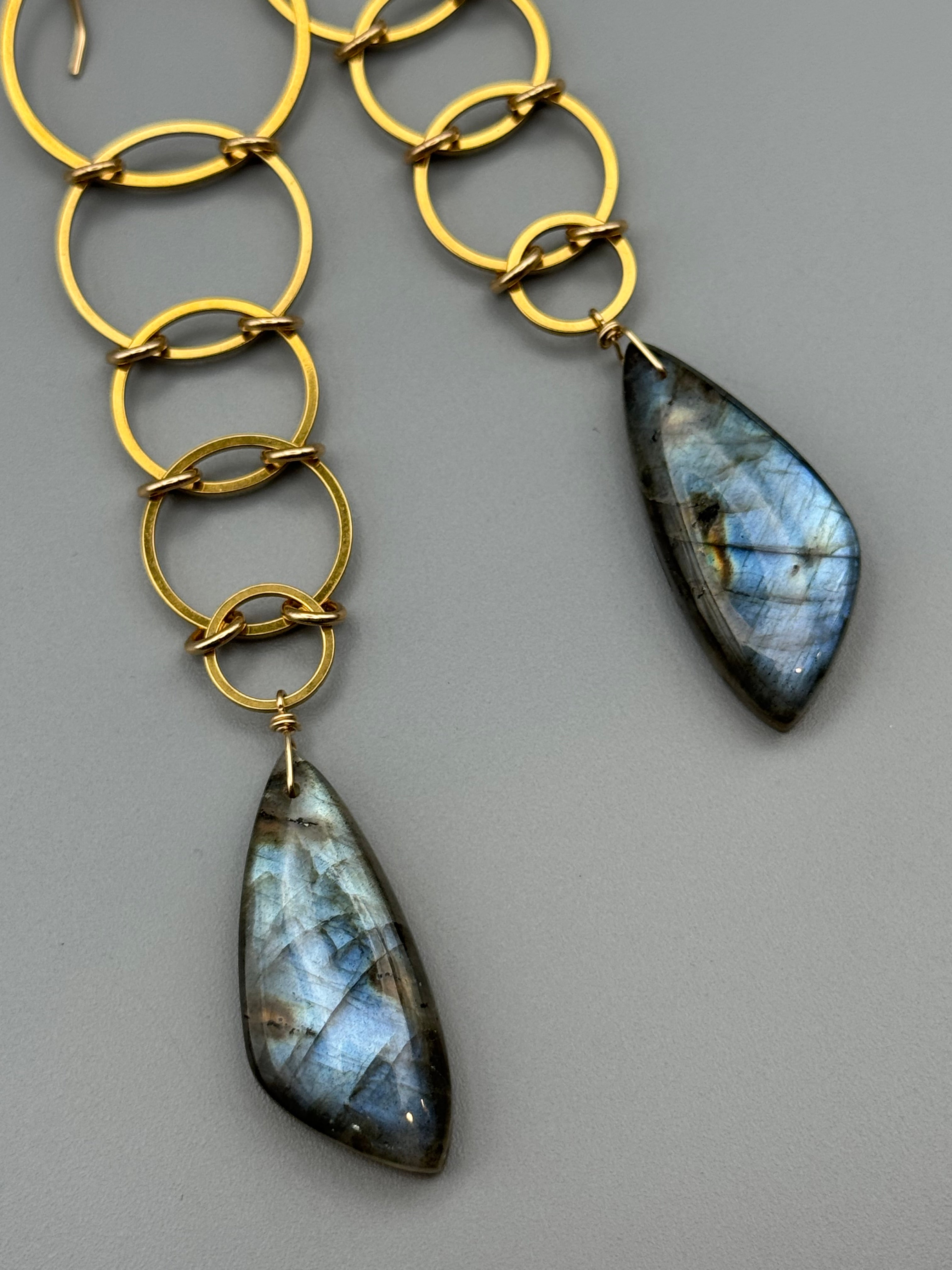 •EOWYN• labradorite wing + gold earrings