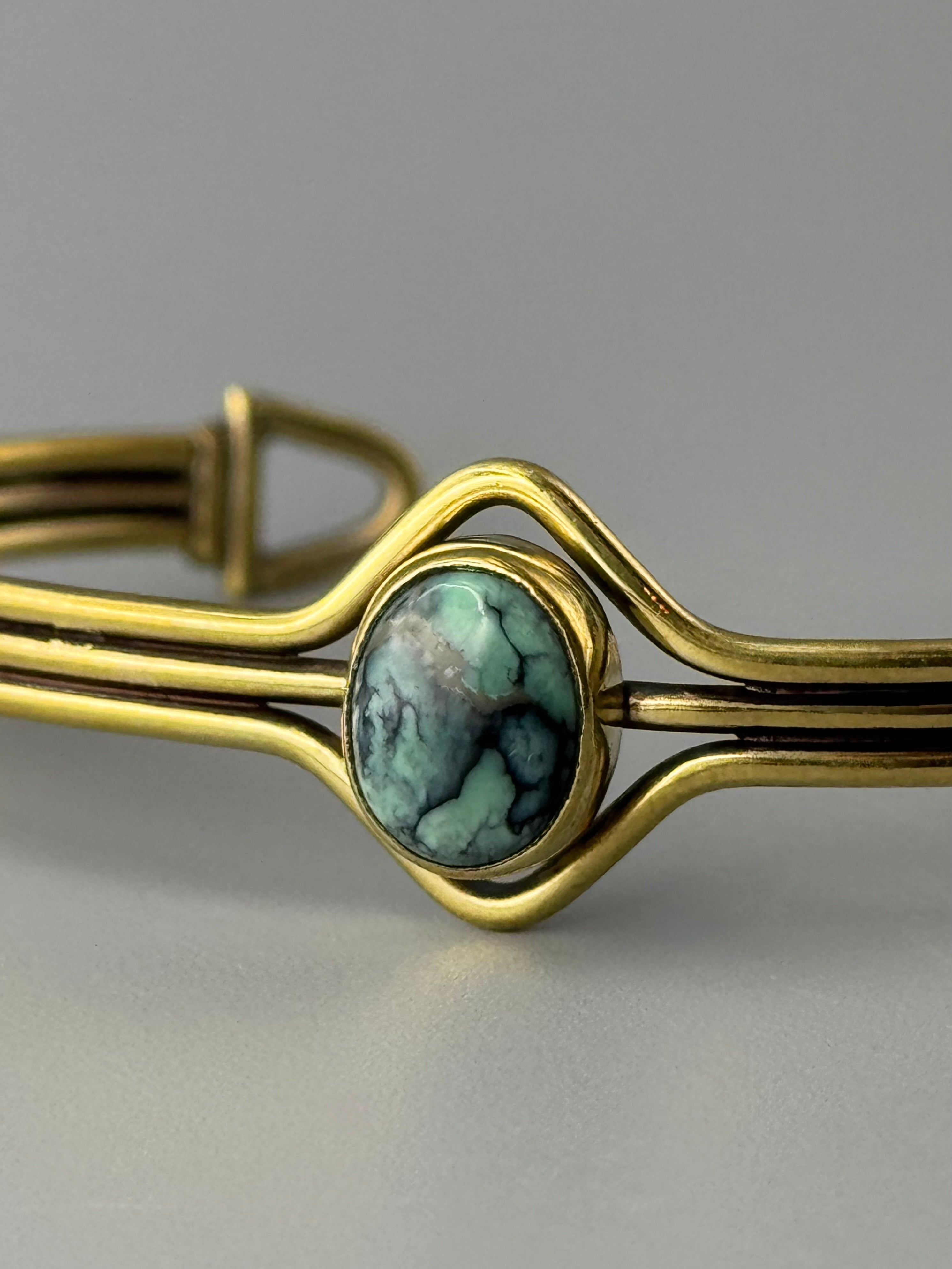 •NEW LANDER TURQUOISE• brass cuff bracelet