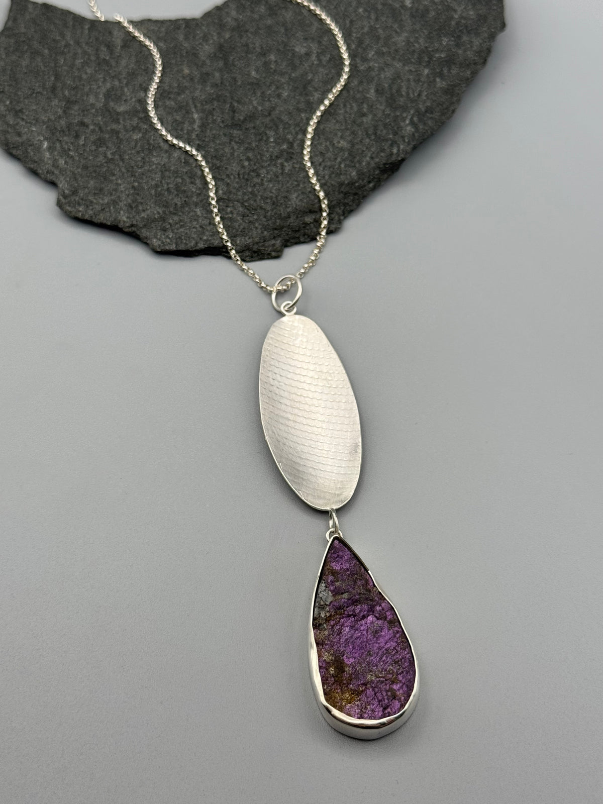 •GROVE• purpurite + silver necklace (24" long)