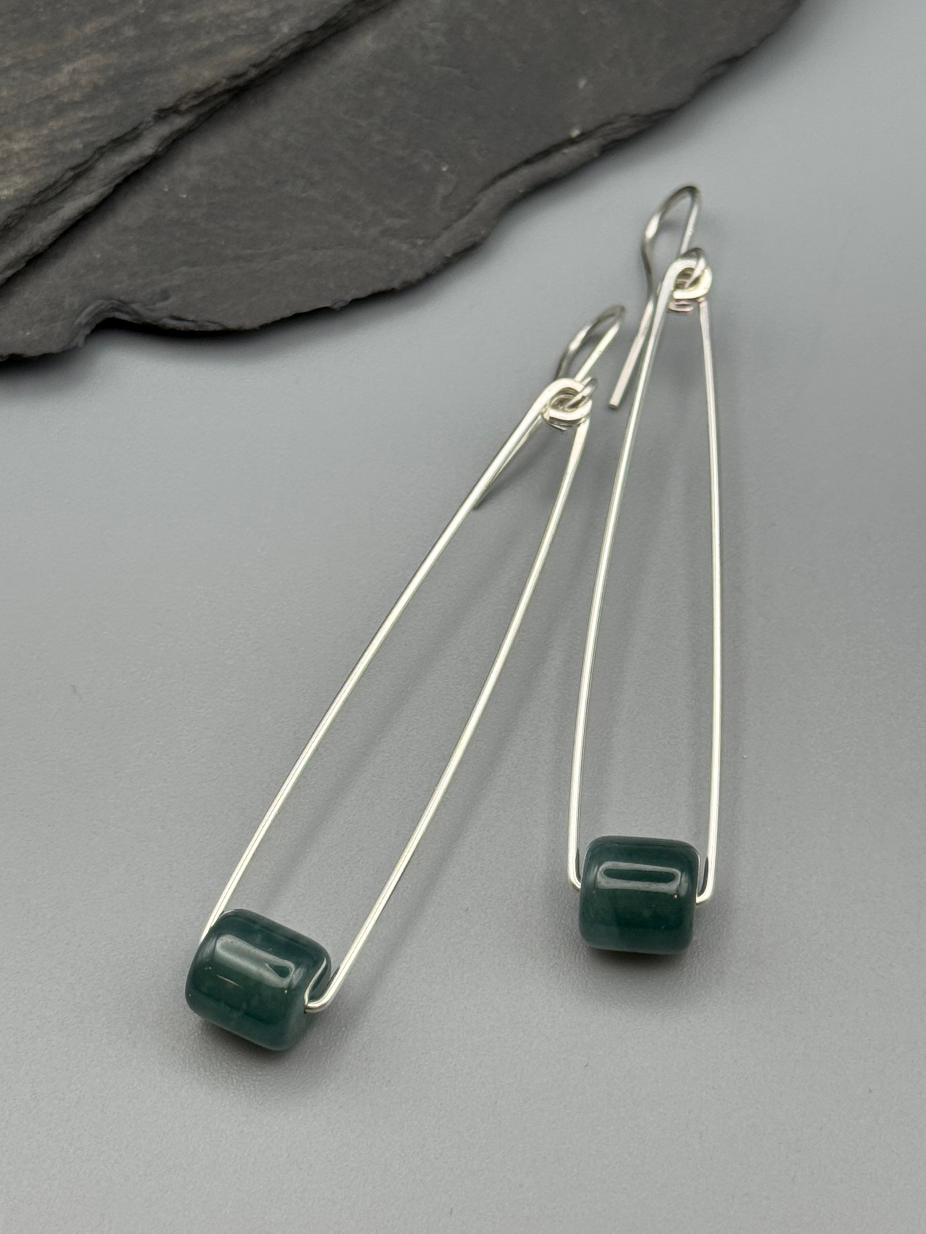 •PENDULUM• jade + silver dangle earrings