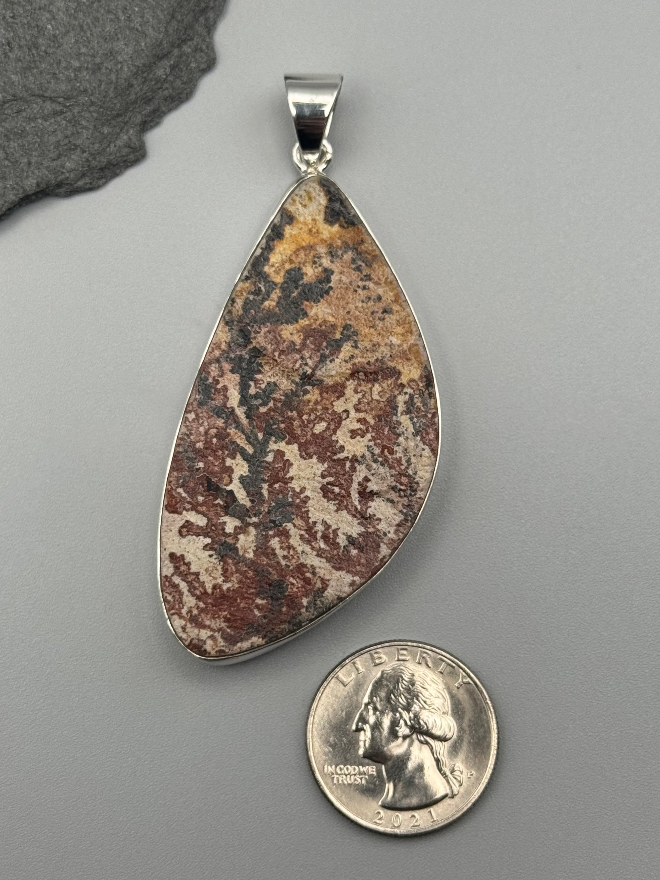 •DENDRITIC SANDSTONE - LARGE FREEFORM• sterling silver pendant