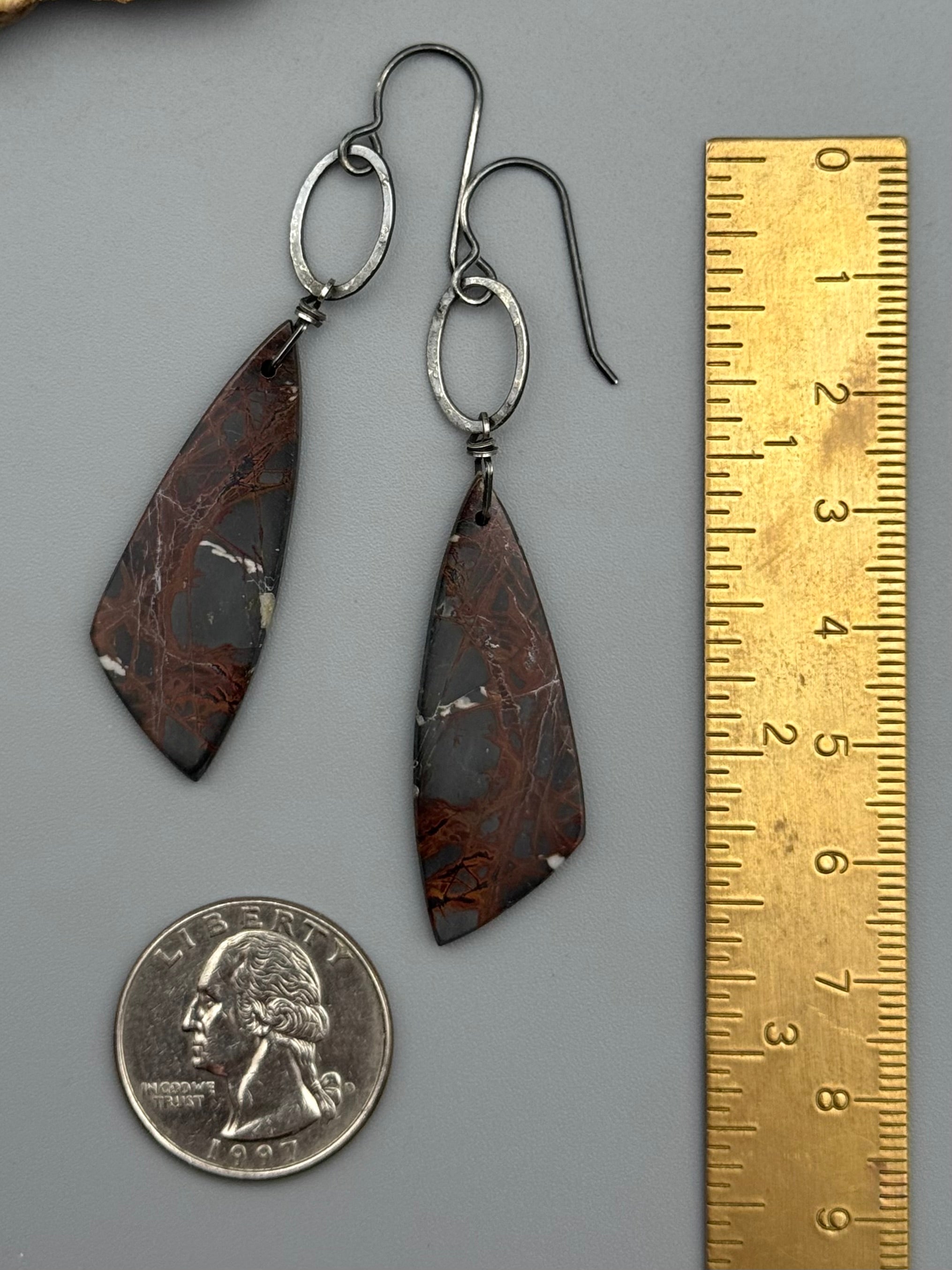 •IO• red creek jasper wing + silver earrings