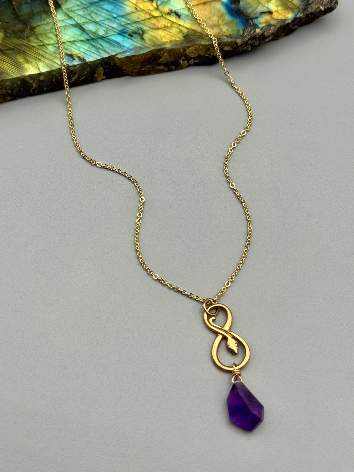 •NĀGA• amethyst + gold necklace (18"-20" long)