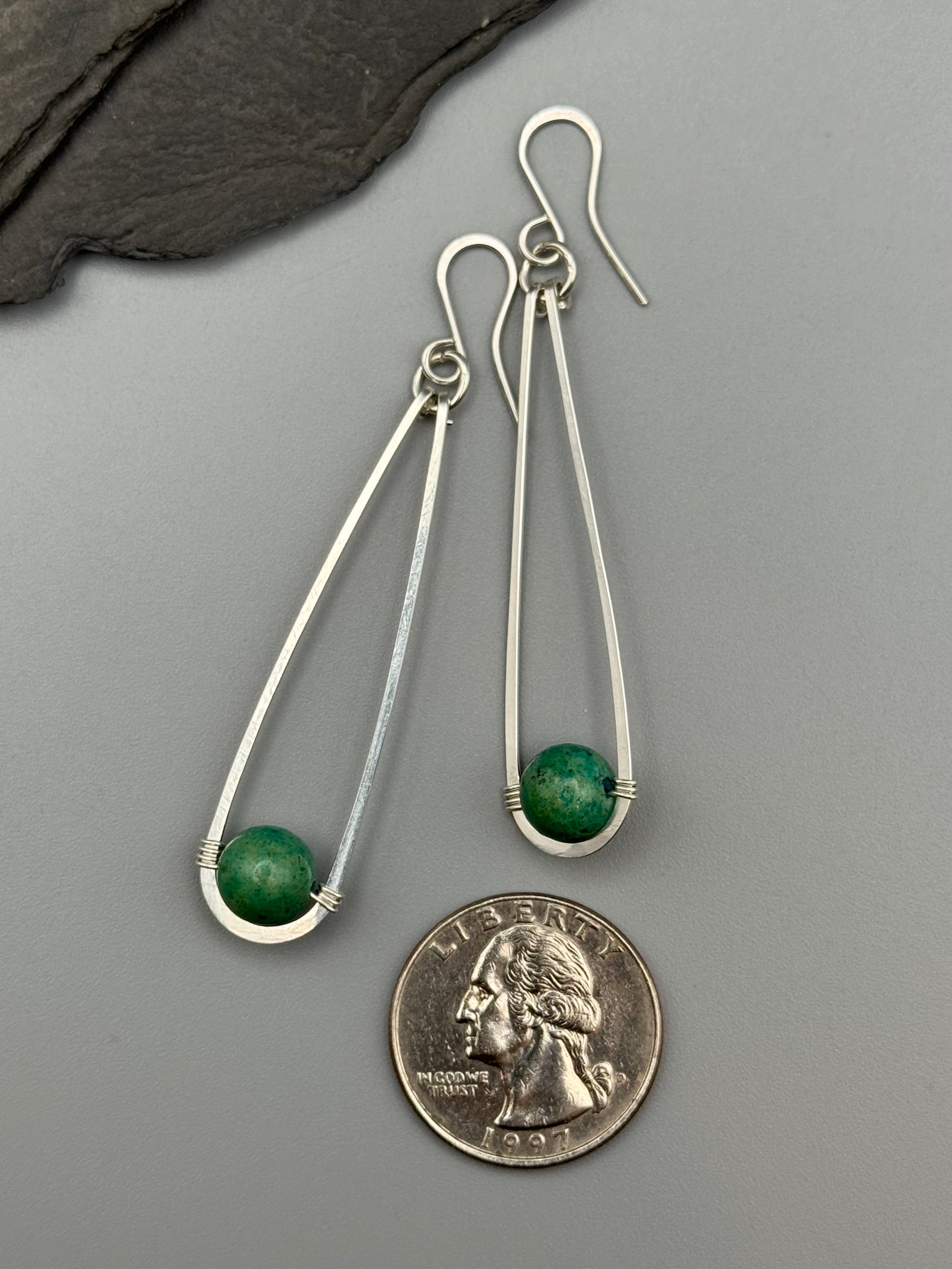 •PENDULUM• turquoise + silver dangle earrings