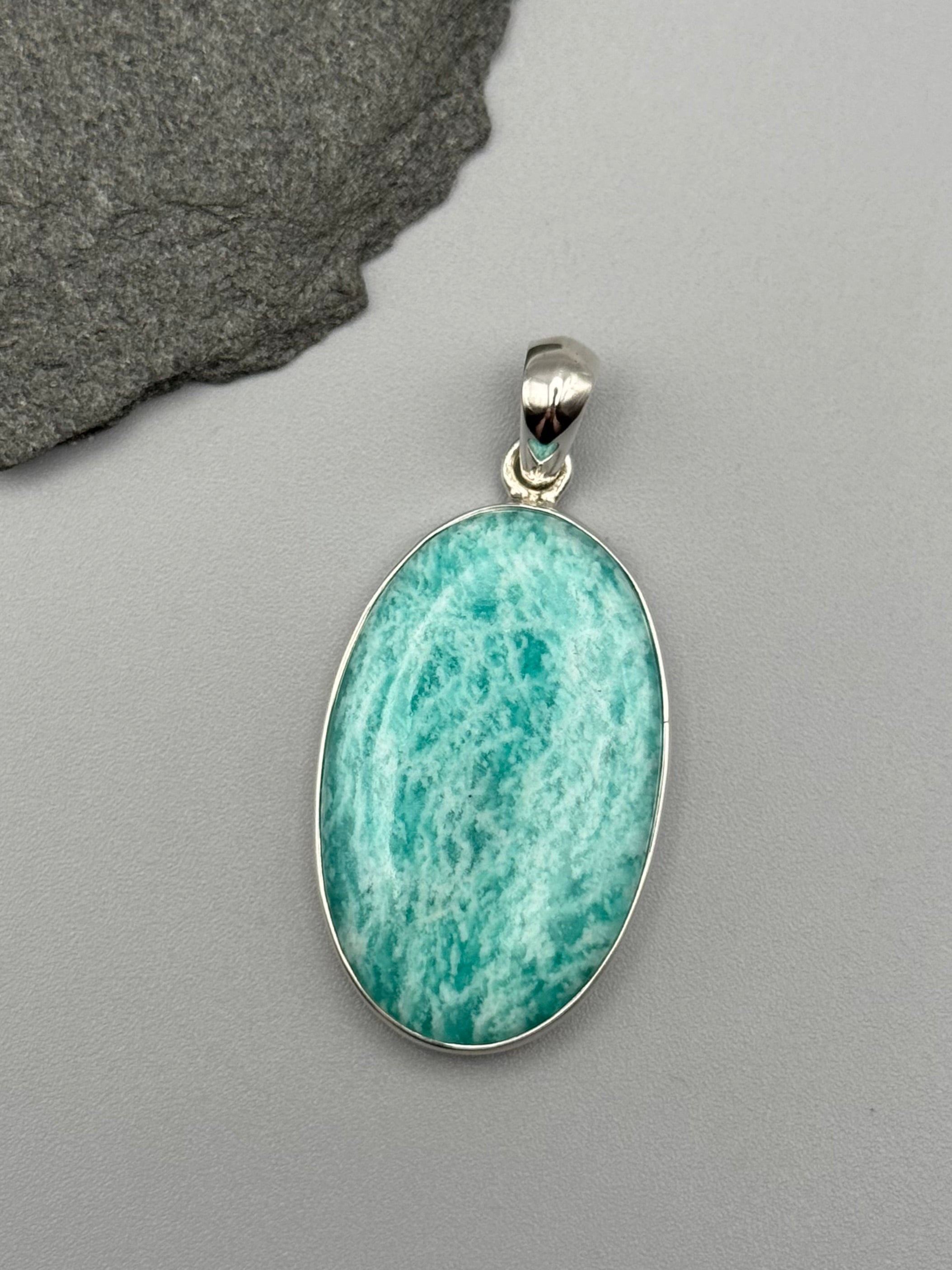 •AMAZONITE - OVAL 1• sterling silver pendant