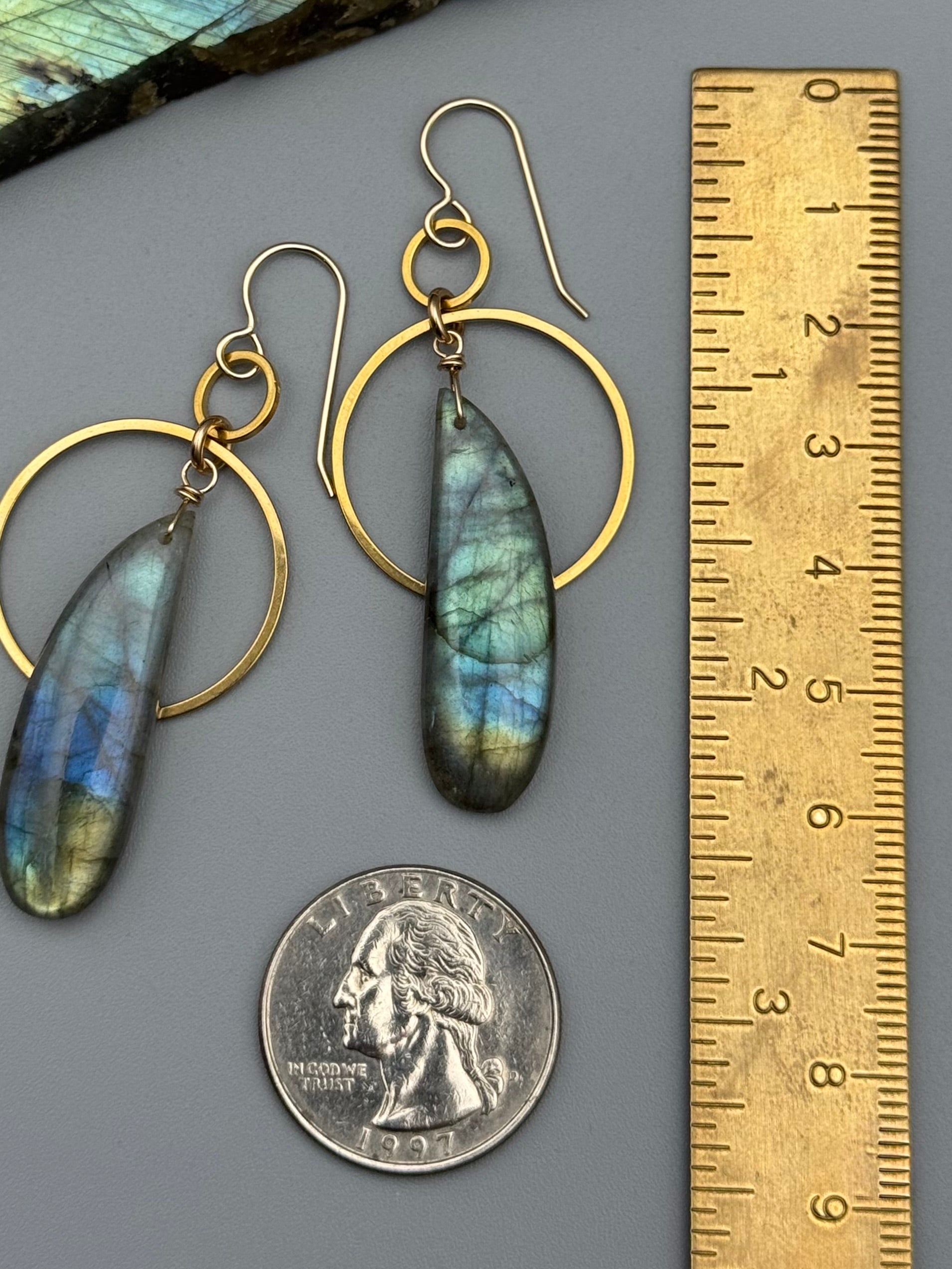 •EQUA-ORBIT• labradorite wing + gold earrings