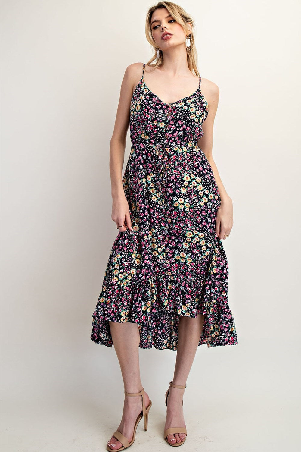 •CORA• floral button down midi dress