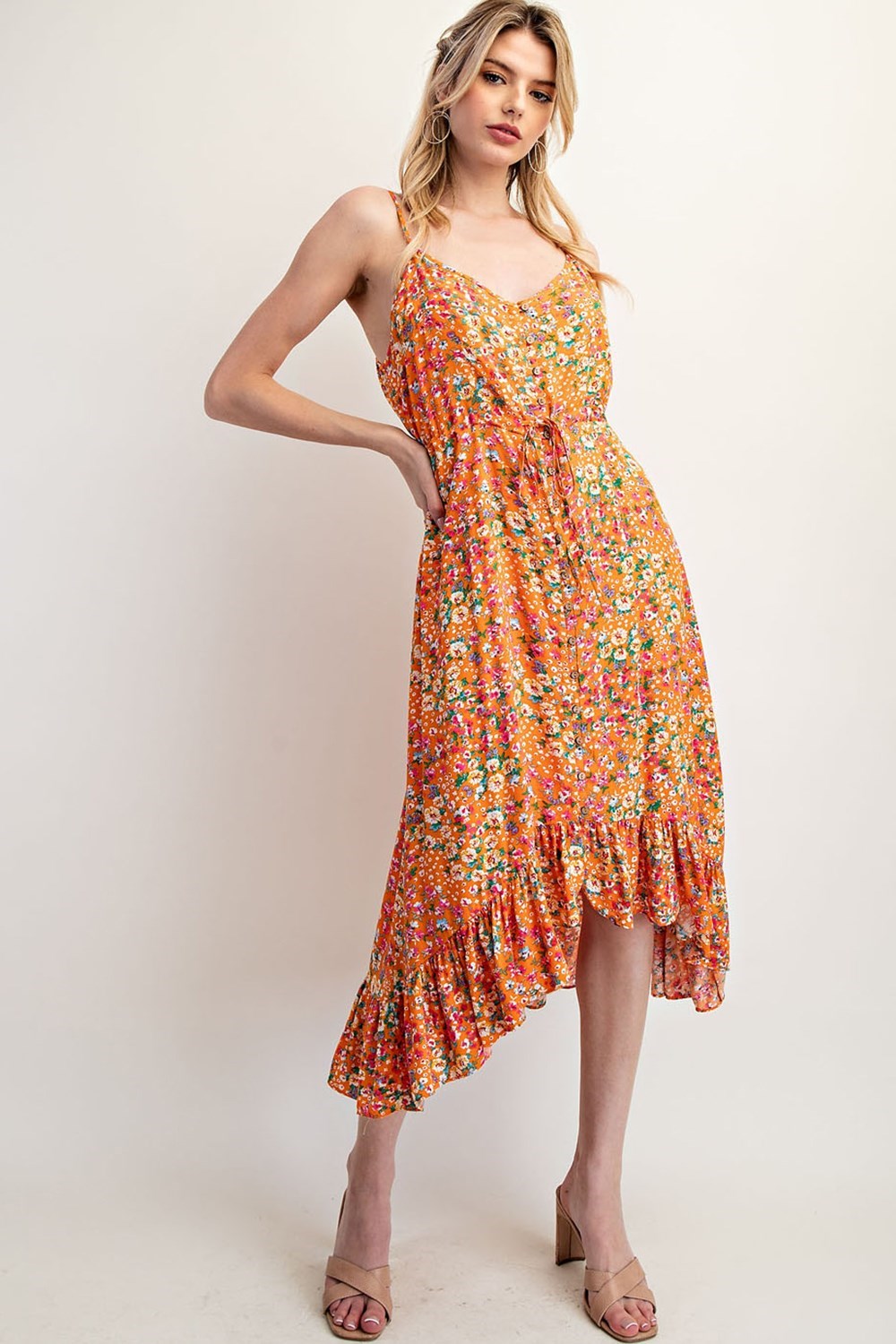 •CORA• floral button down midi dress