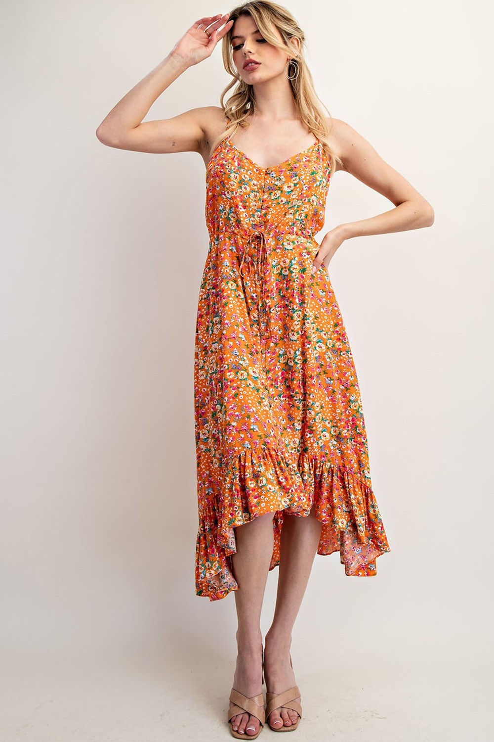 •CORA• floral button down midi dress
