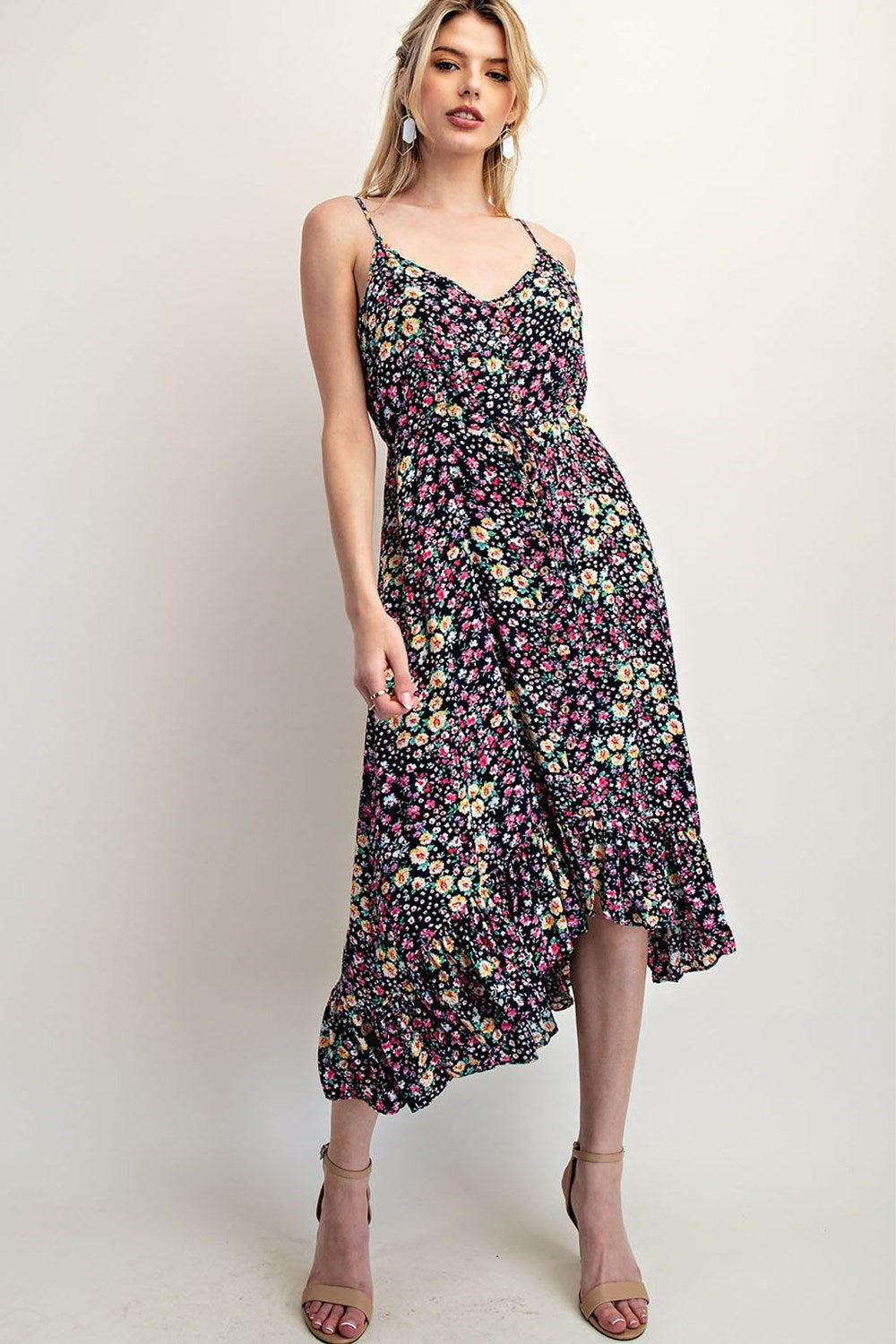 •CORA• floral button down midi dress