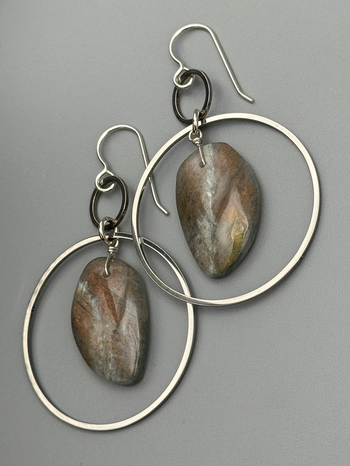 •EQUA-LUNA• golden labradorite wing + silver earrings