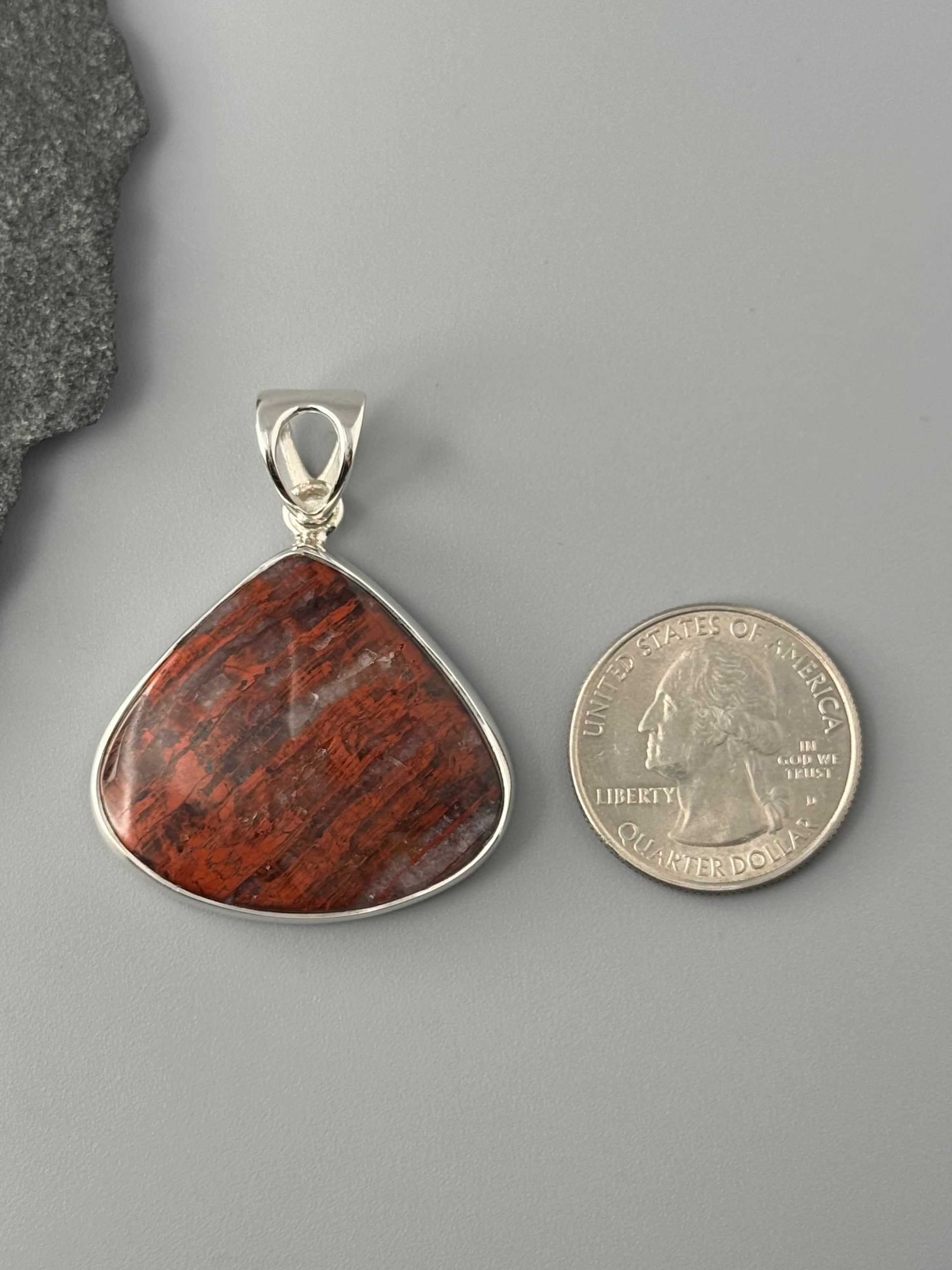 •RED PIETERSITE - WIDE TEARDROP• sterling silver pendant