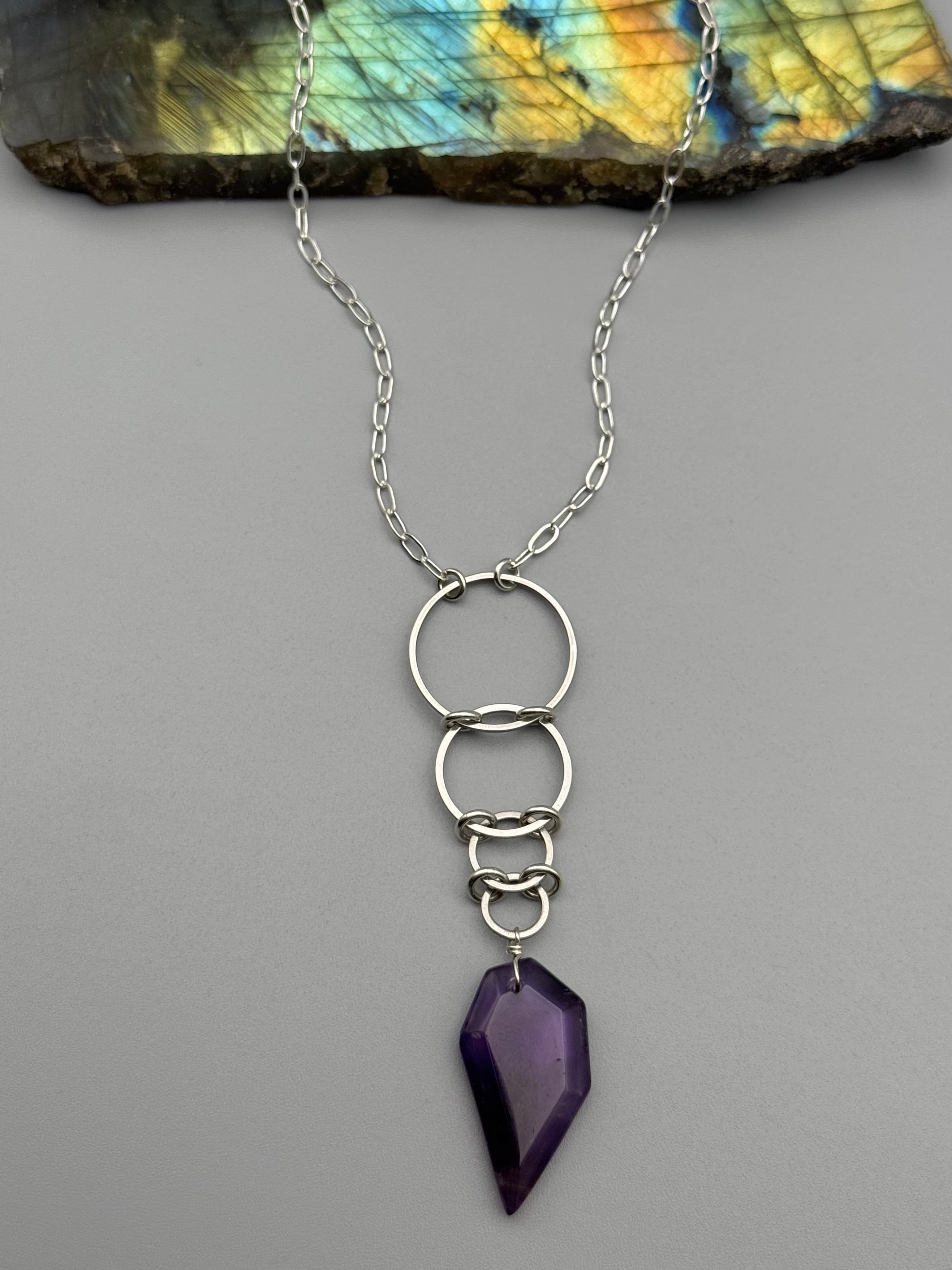 •EOWYN• amethyst + silver necklace (26"-28" long)