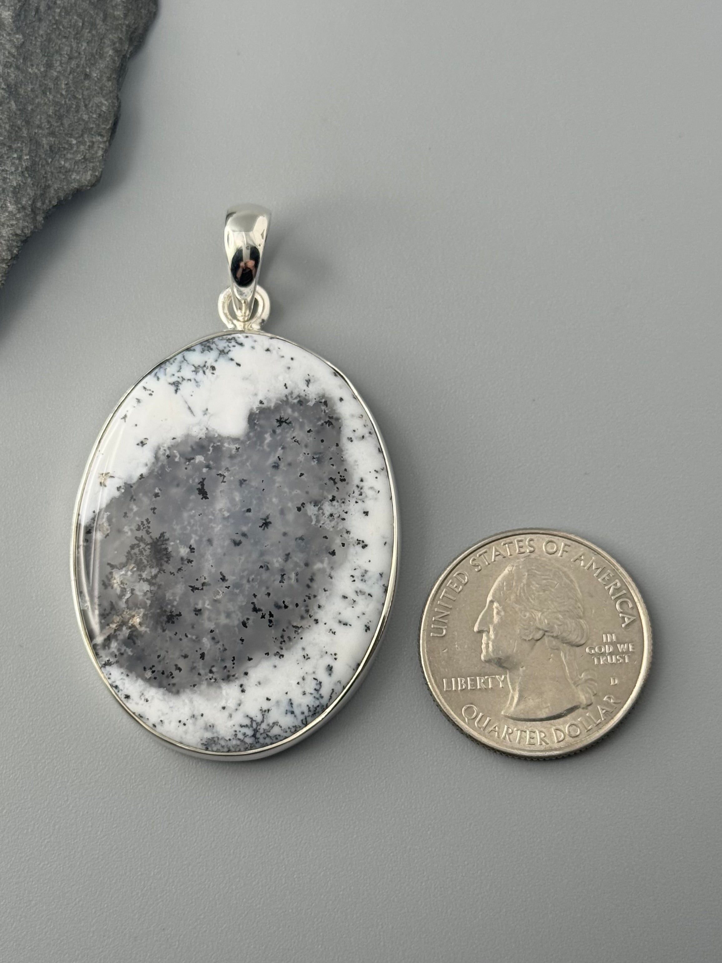 •DENDRITIC OPAL - LARGE OVAL• sterling silver pendant