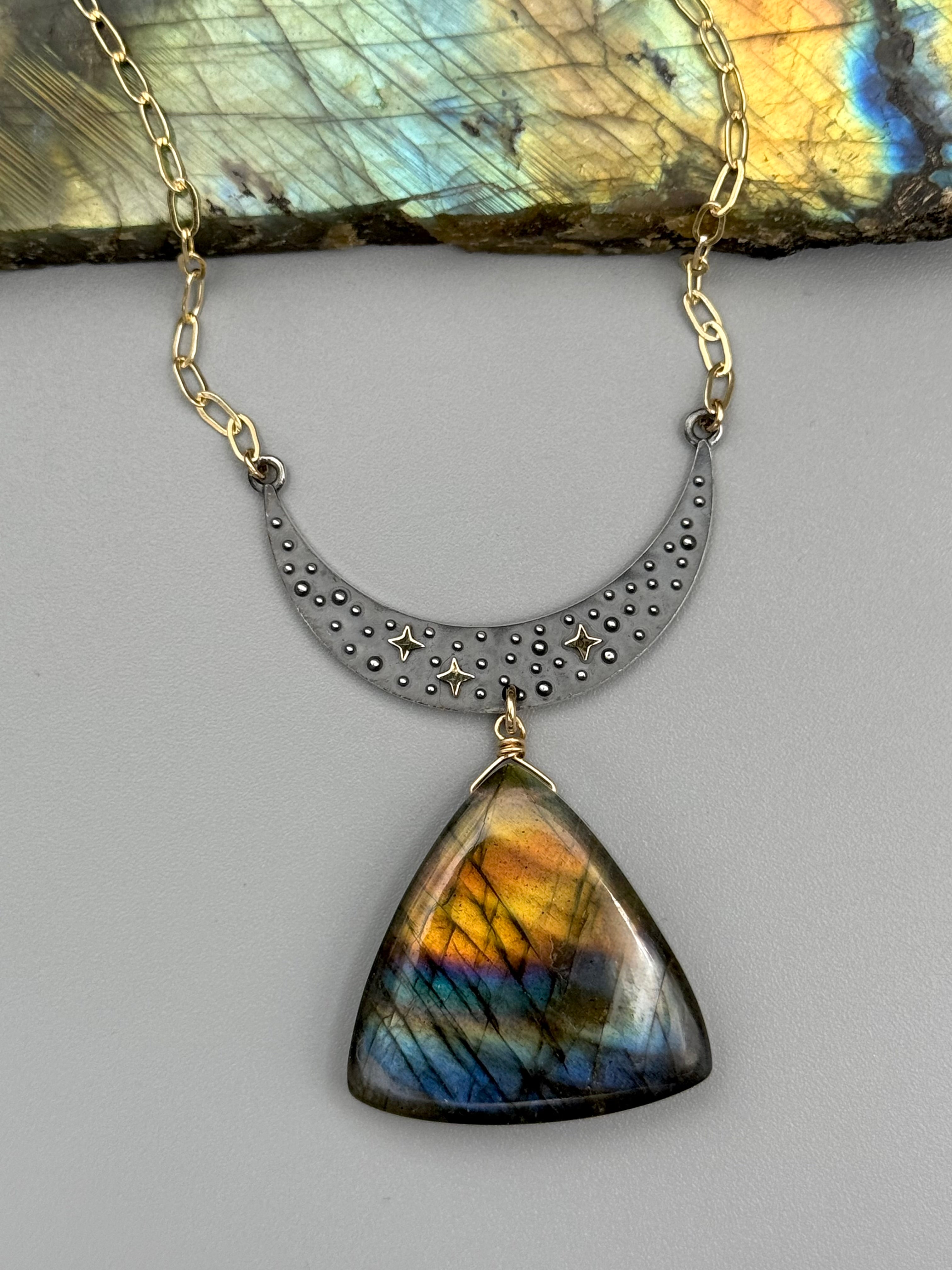 •NYX• labradorite + mixed metal necklace (16"-18" long)