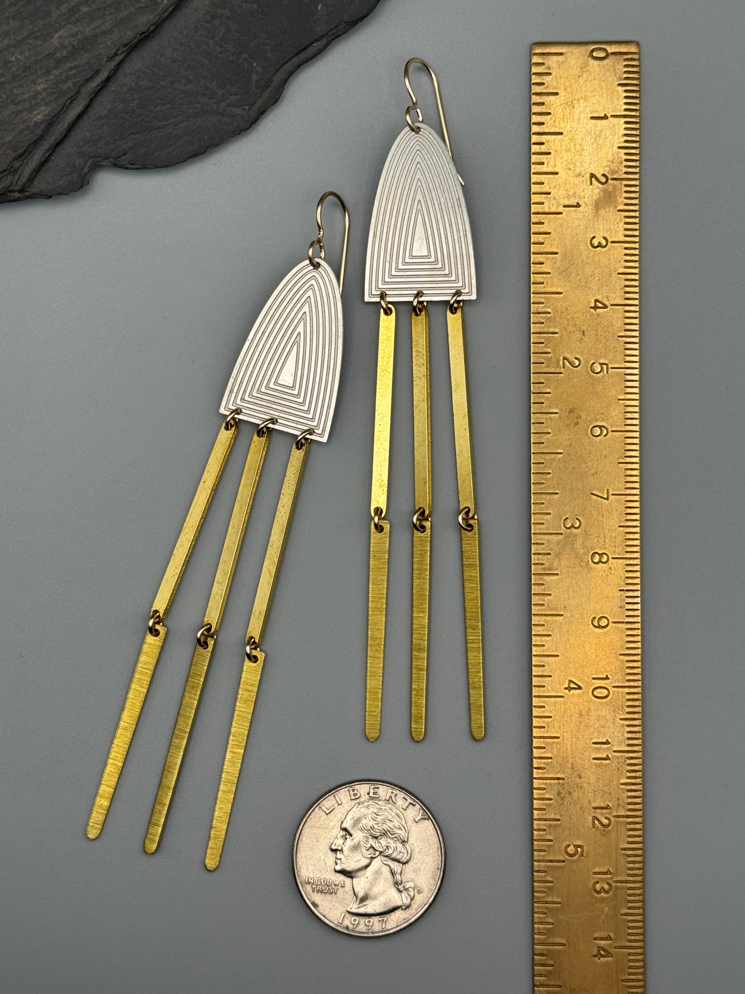 •PORTAL FALLS• mixed metal dangle earrings