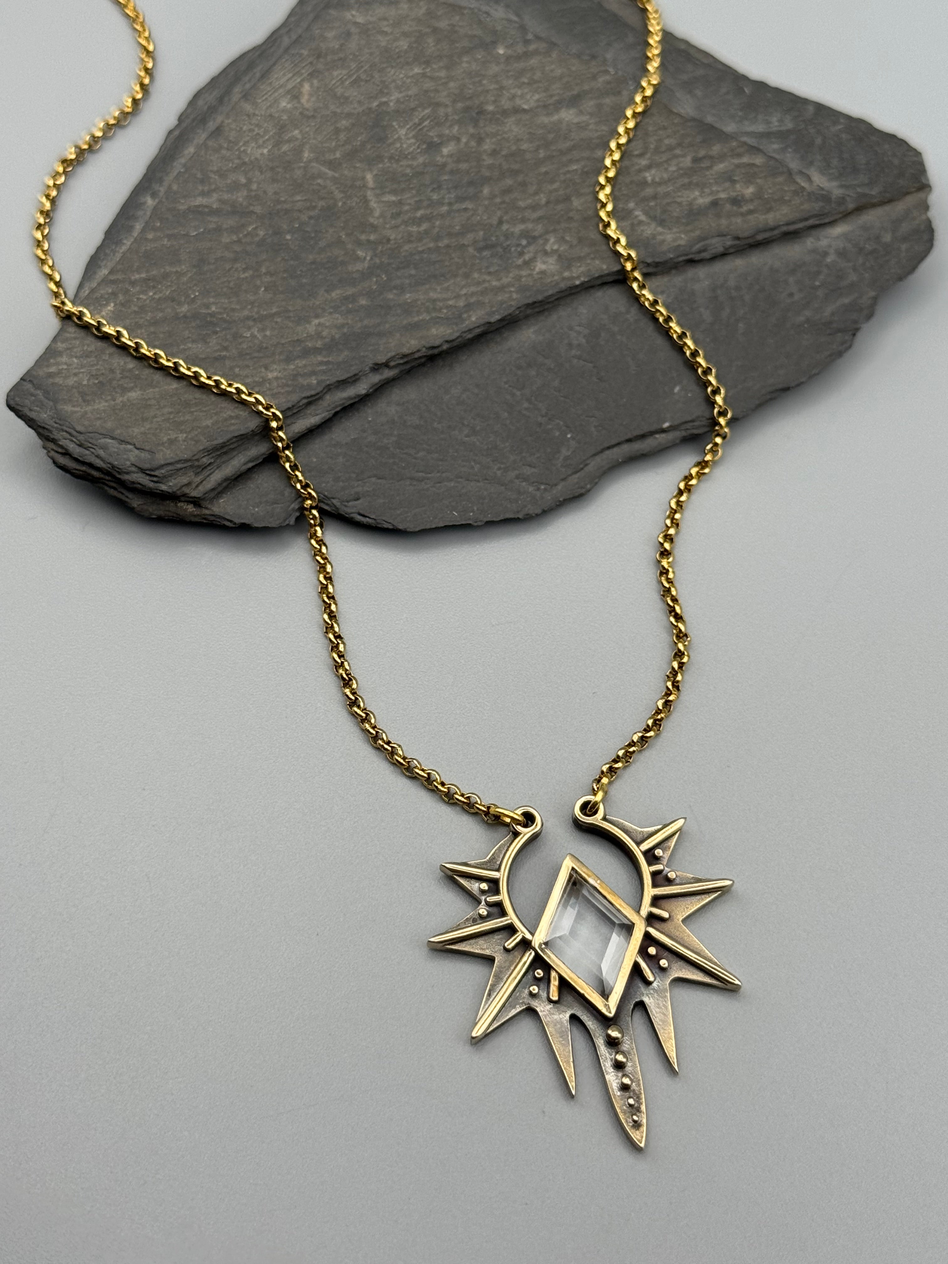 •STARLING• clear quartz + gold necklace (16" long)