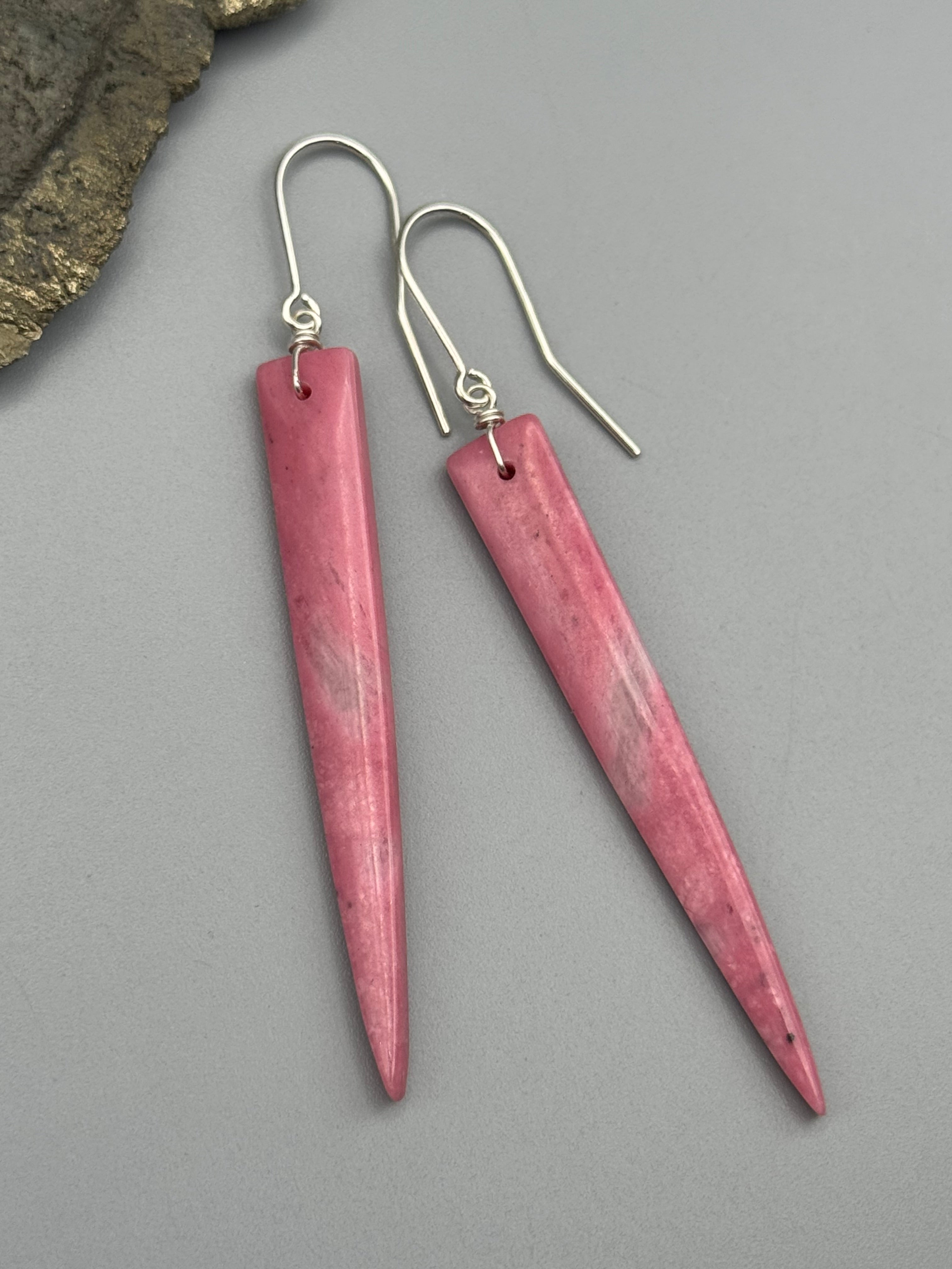 •STRAY• rhodonite in quartz + silver earrings