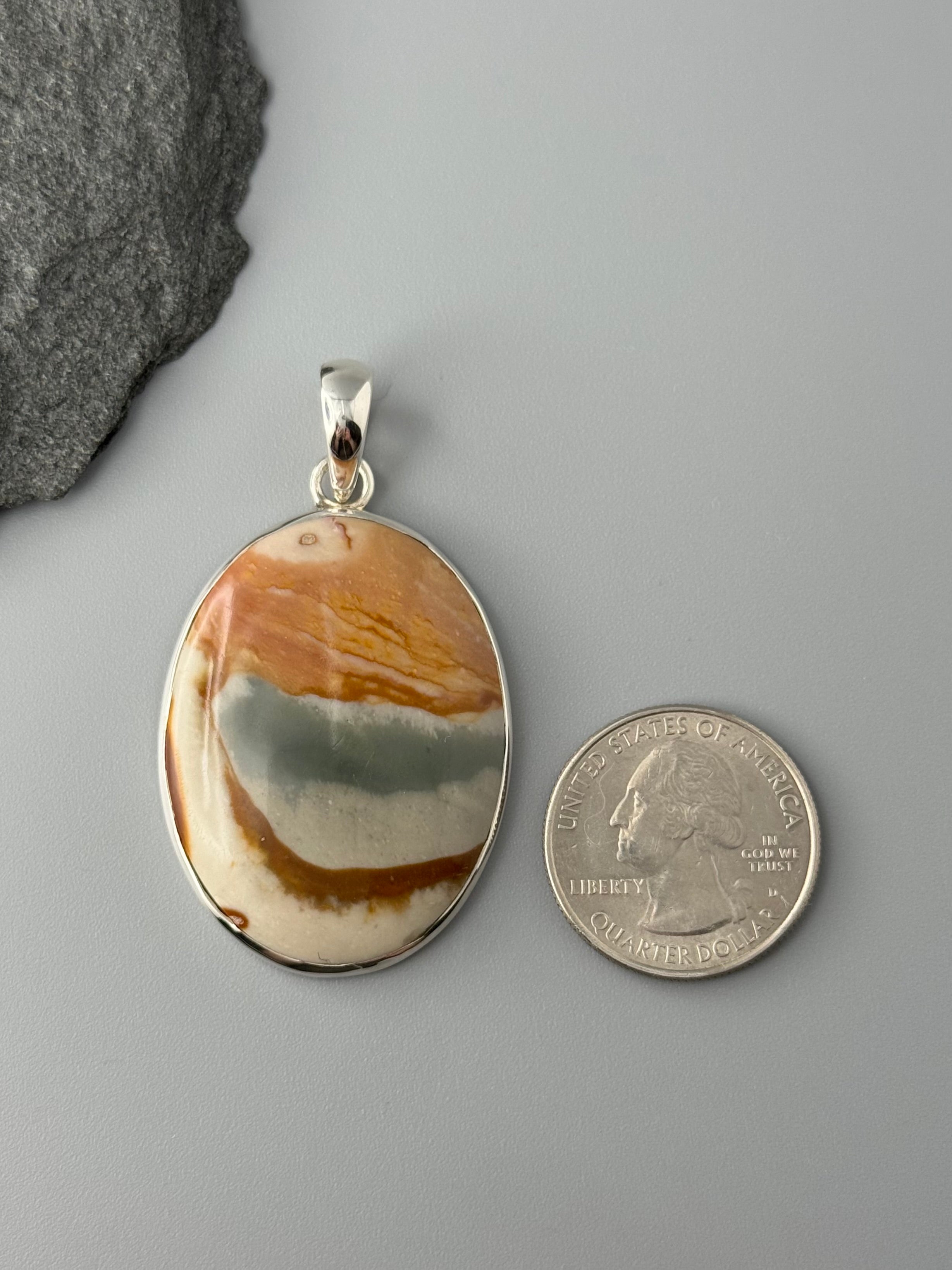 •POLYCHROME JASPER - OVAL• sterling silver pendant