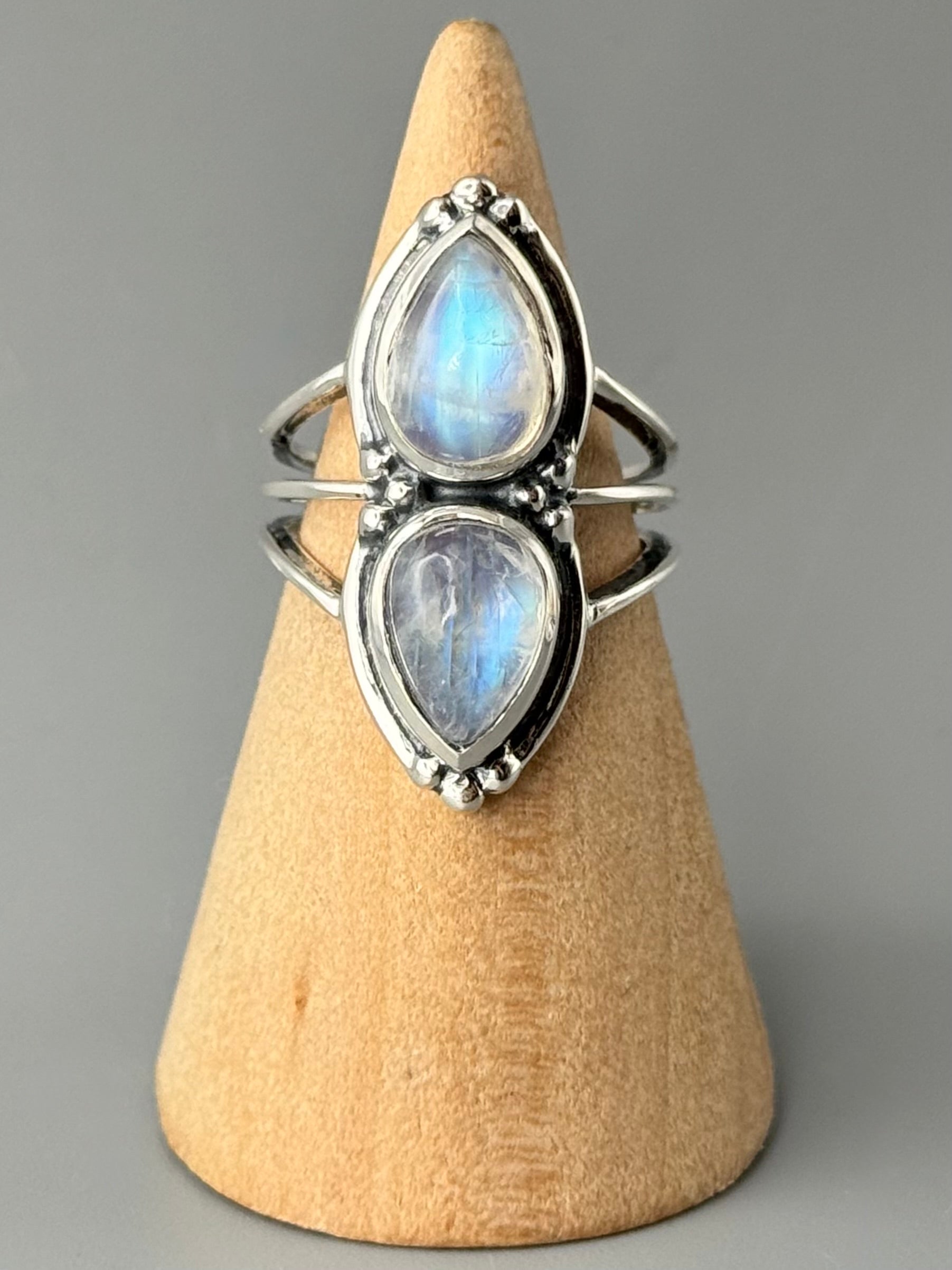 •RAINBOW MOONSTONE - DUALITY• sterling silver ring (various sizes)