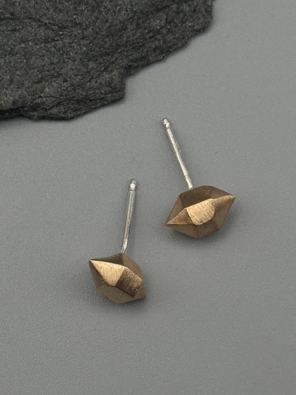 •HERKIMER• bronze cast stud earrings