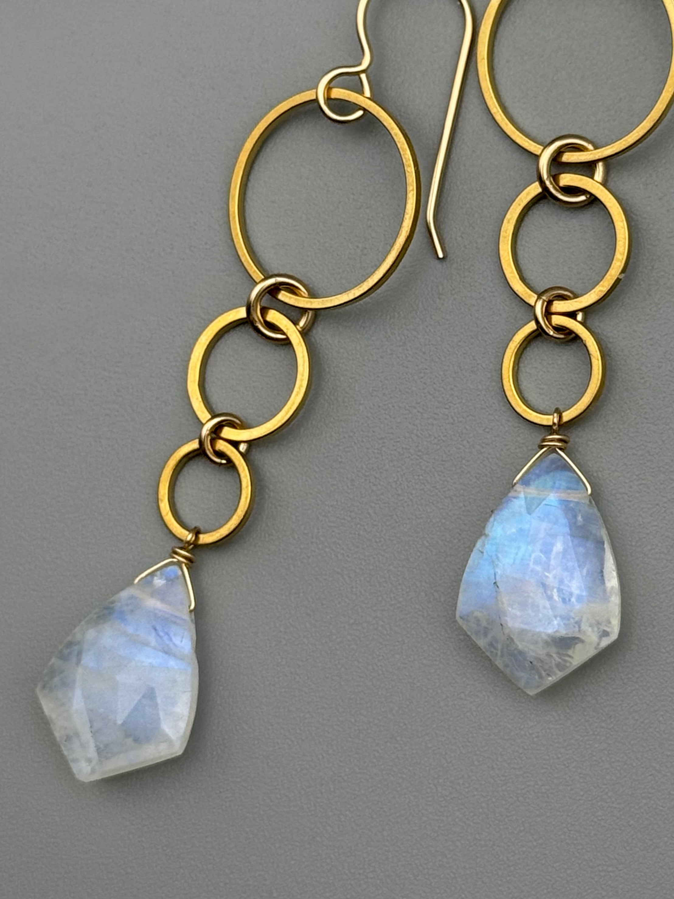 •6 OF CUPS• rainbow moonstone + gold earrings