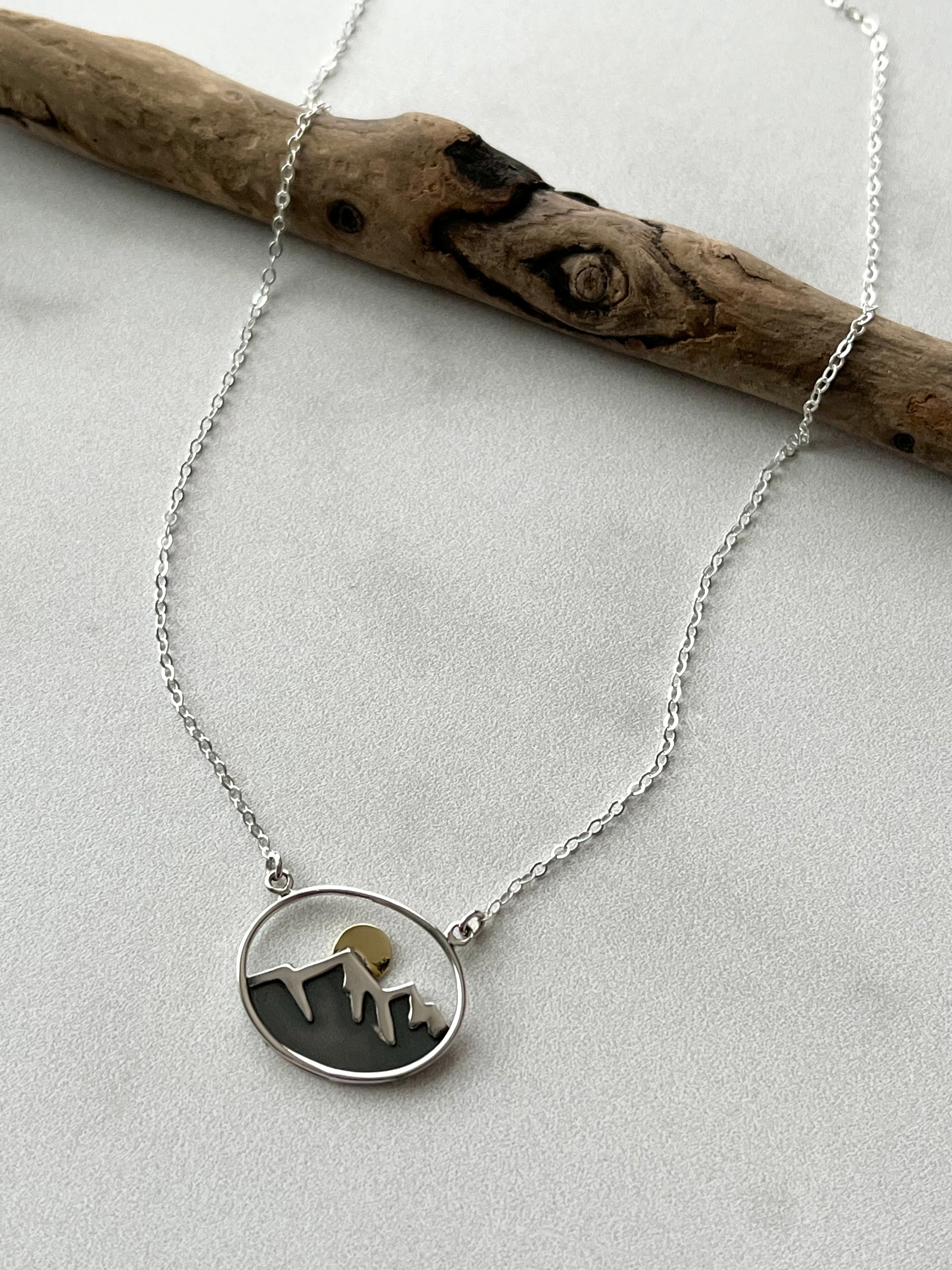 •BLUE RIDGE MOON• mixed metal necklace