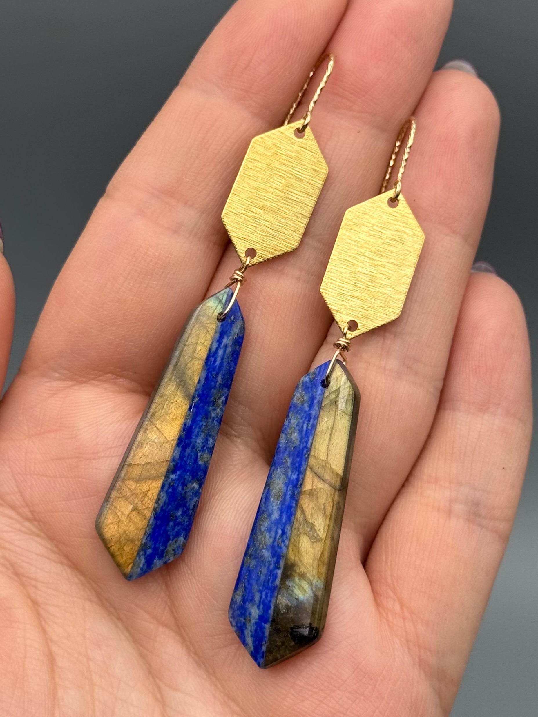 •HEXED• intarsia hex + gold earrings