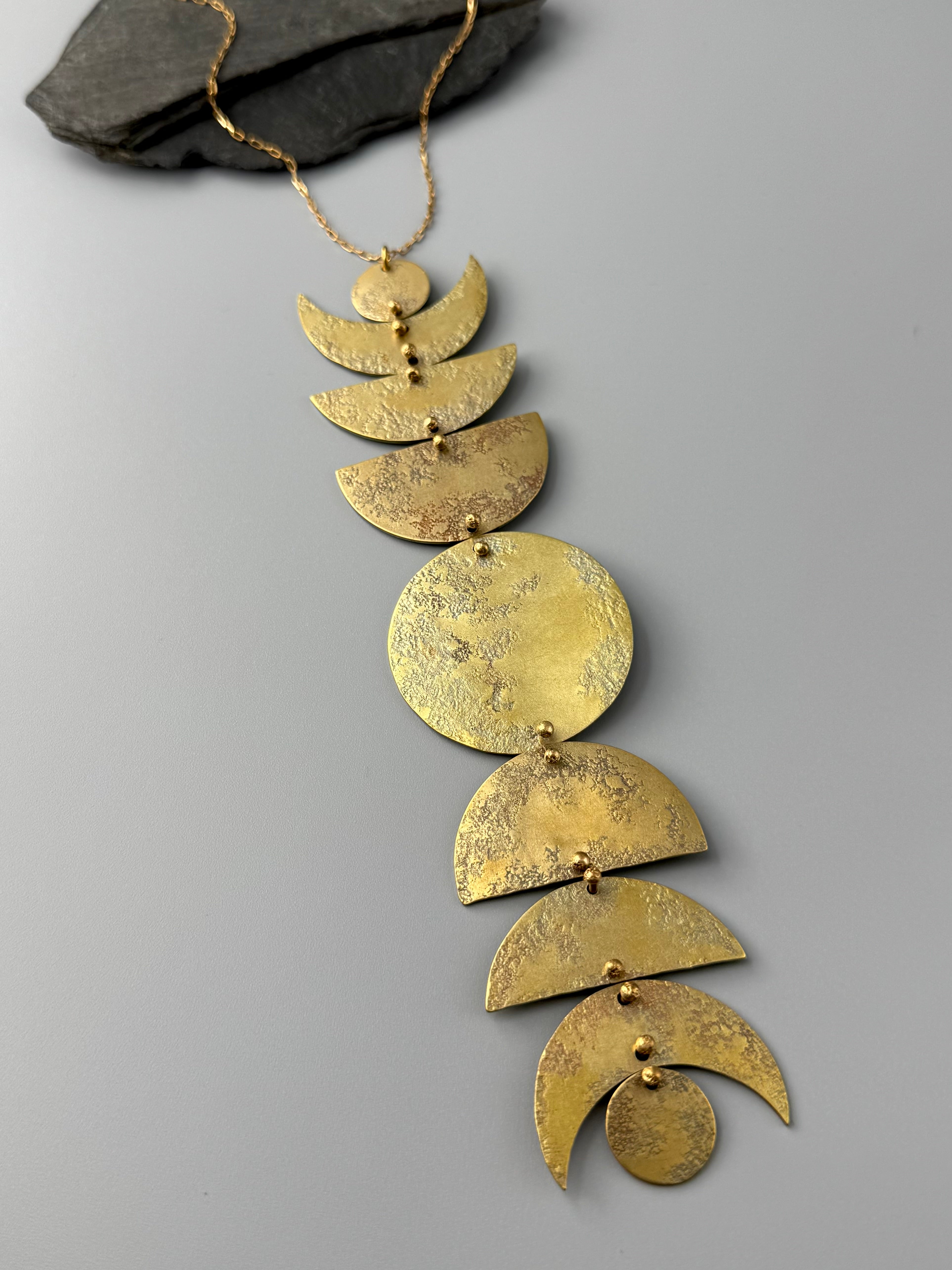 •CYCLICAL• brass necklace (18" long + 7" drop)
