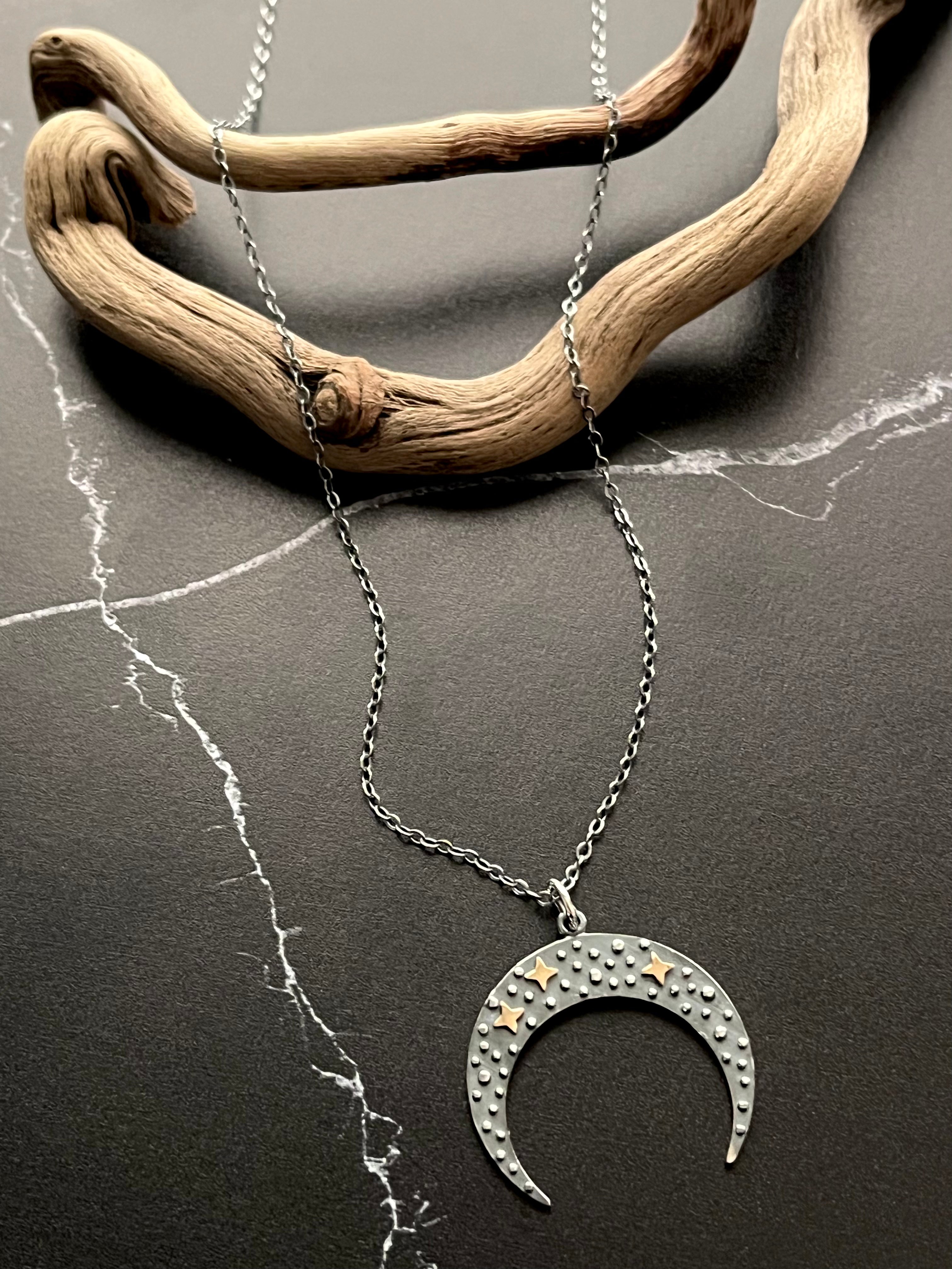 •COSMIC MOONRISE• mixed metal necklace