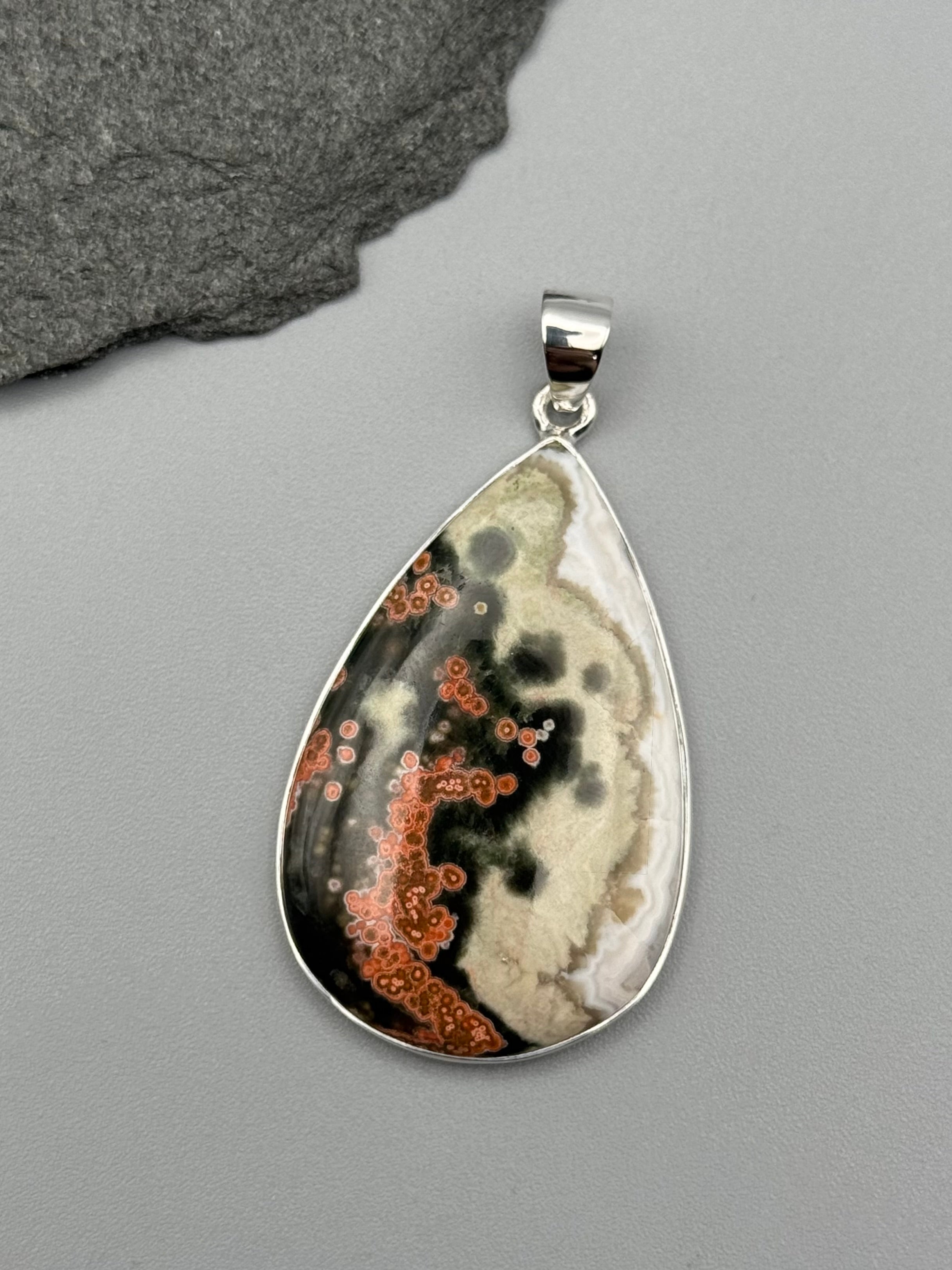 •OCEAN JASPER - TEAR• sterling silver pendant