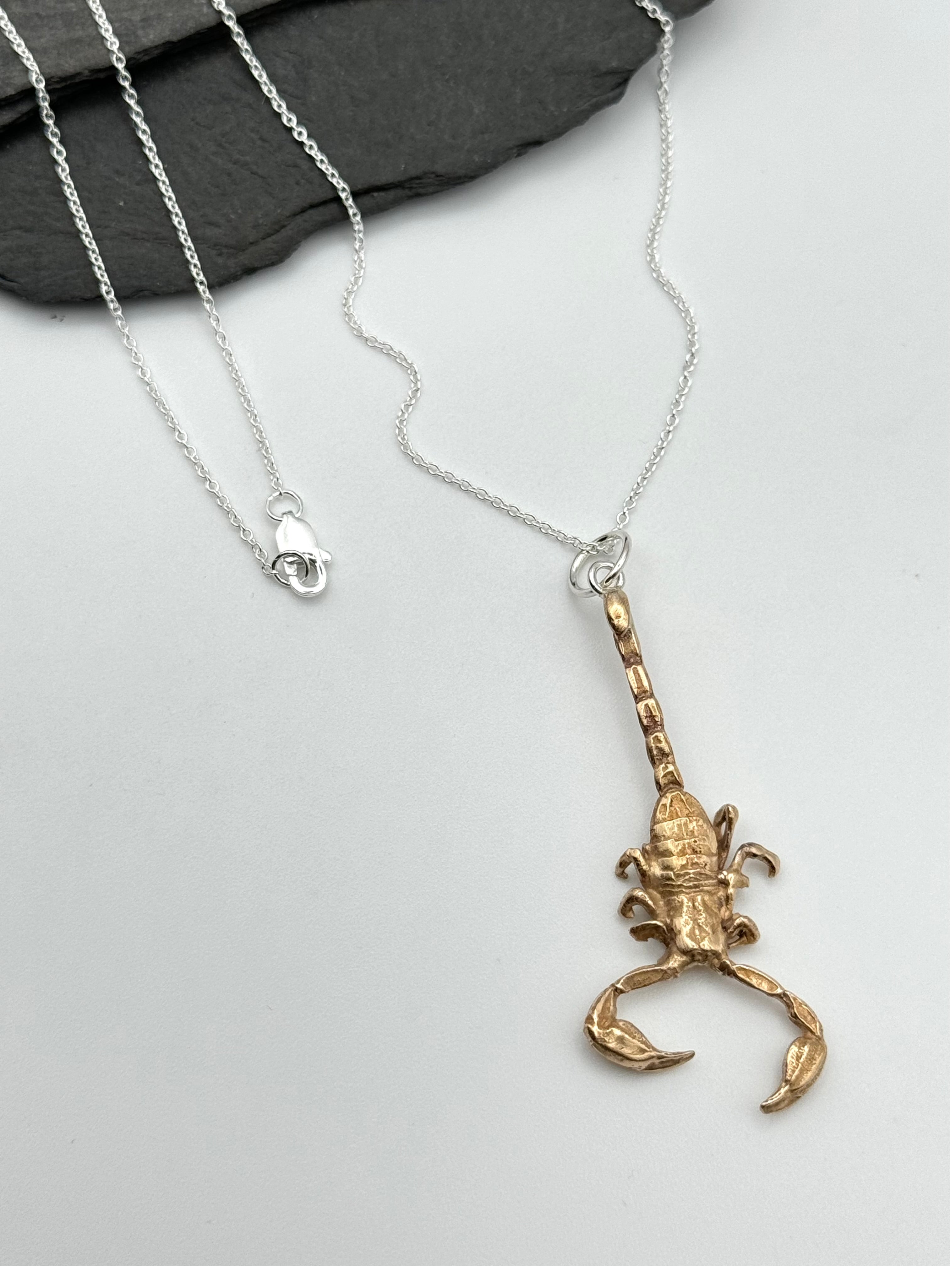 •SCORPION CAST• bronze + silver necklace