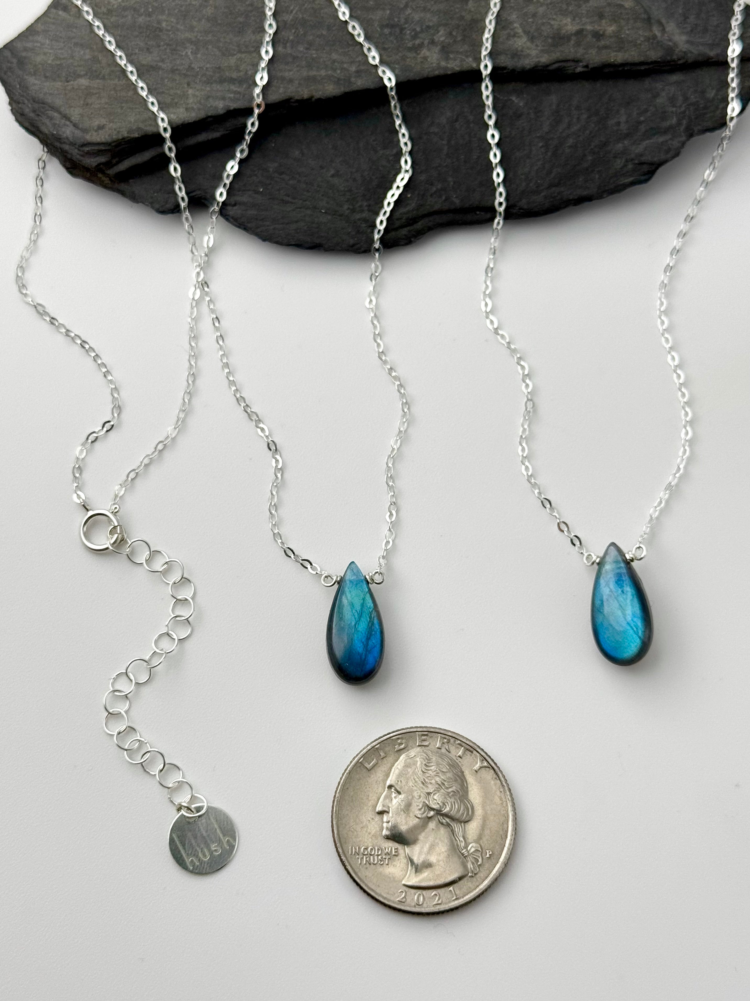 •STRAY• labradorite teardrop + silver necklace