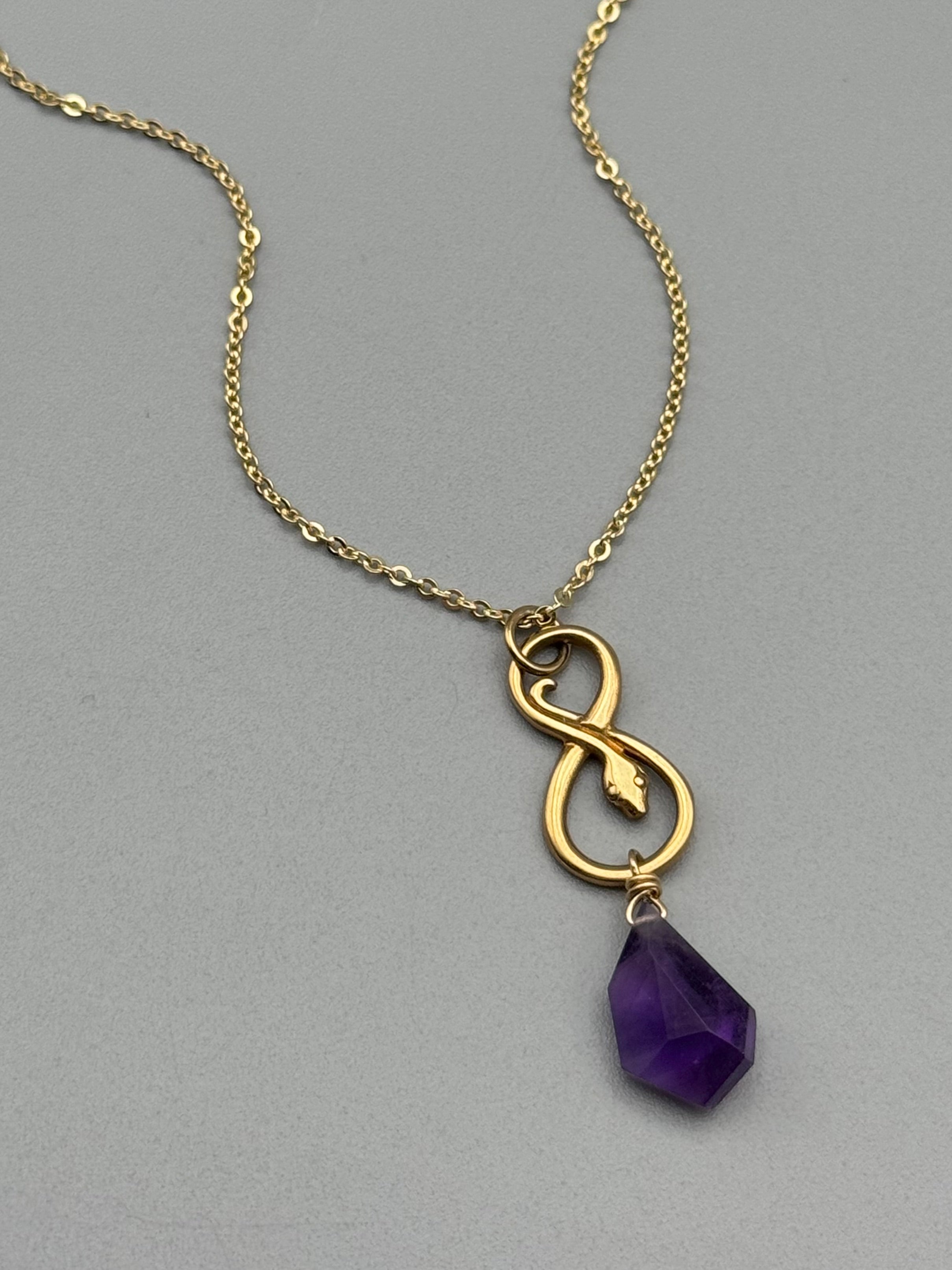 •NĀGA• amethyst + gold necklace (18"-20" long)