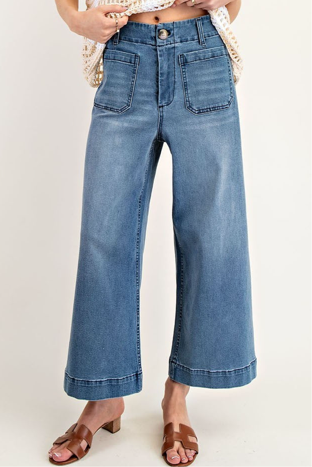 •CORDELIA - CLASSIC• cropped wide leg denim pants