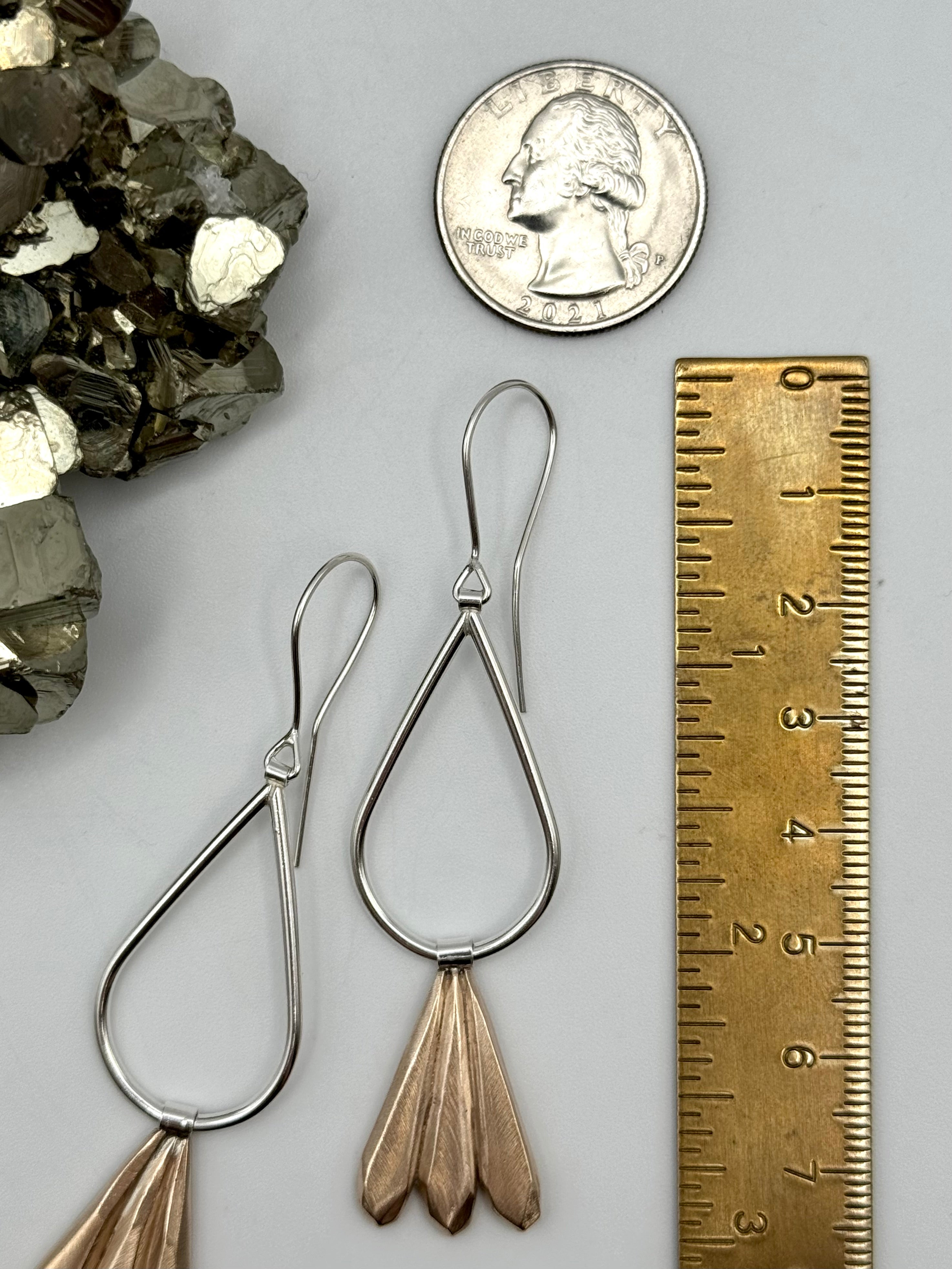 •DAGGER FAN• mixed metal dangle earrings