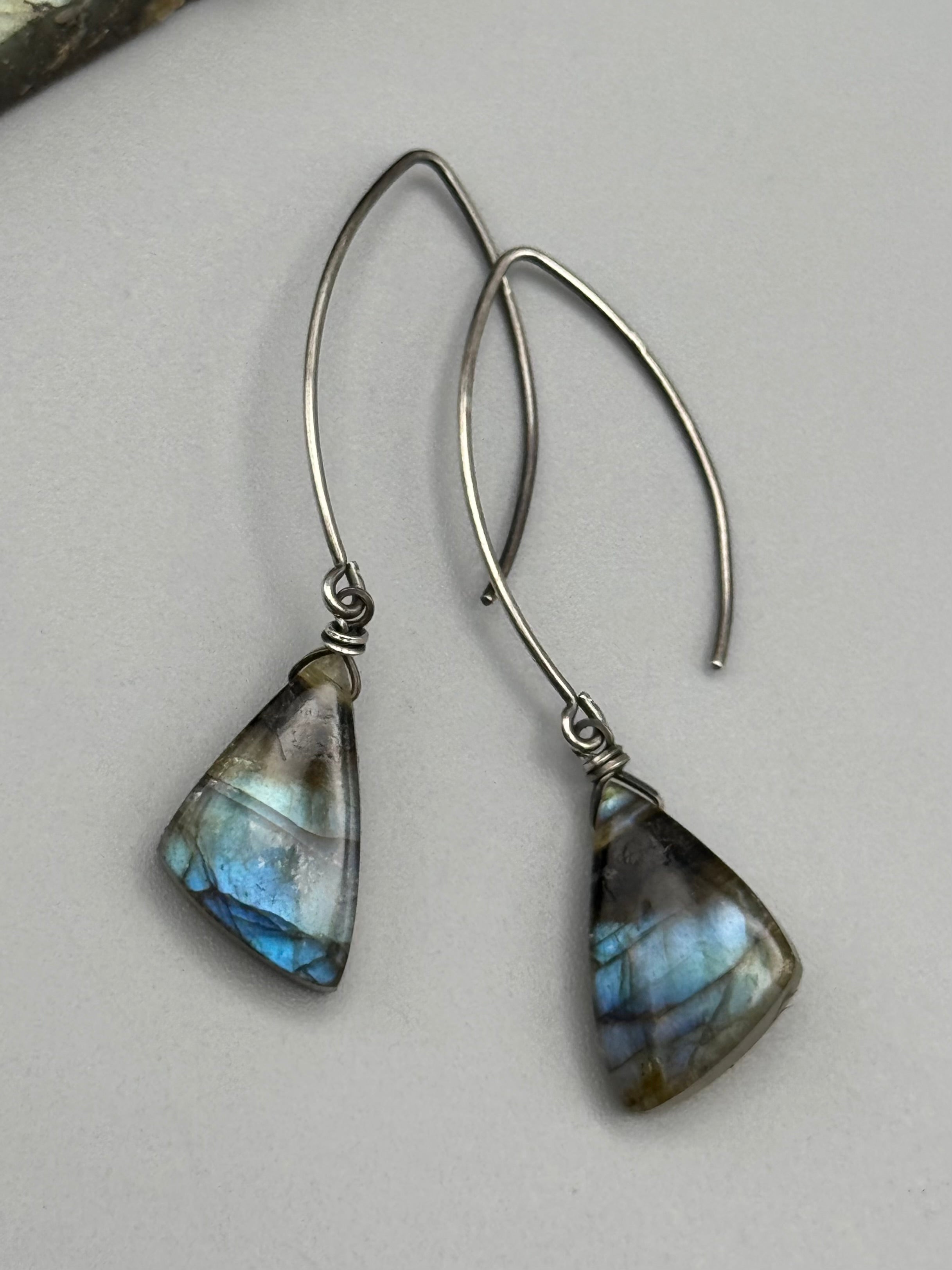 •STRAY• labradorite wing + silver earrings
