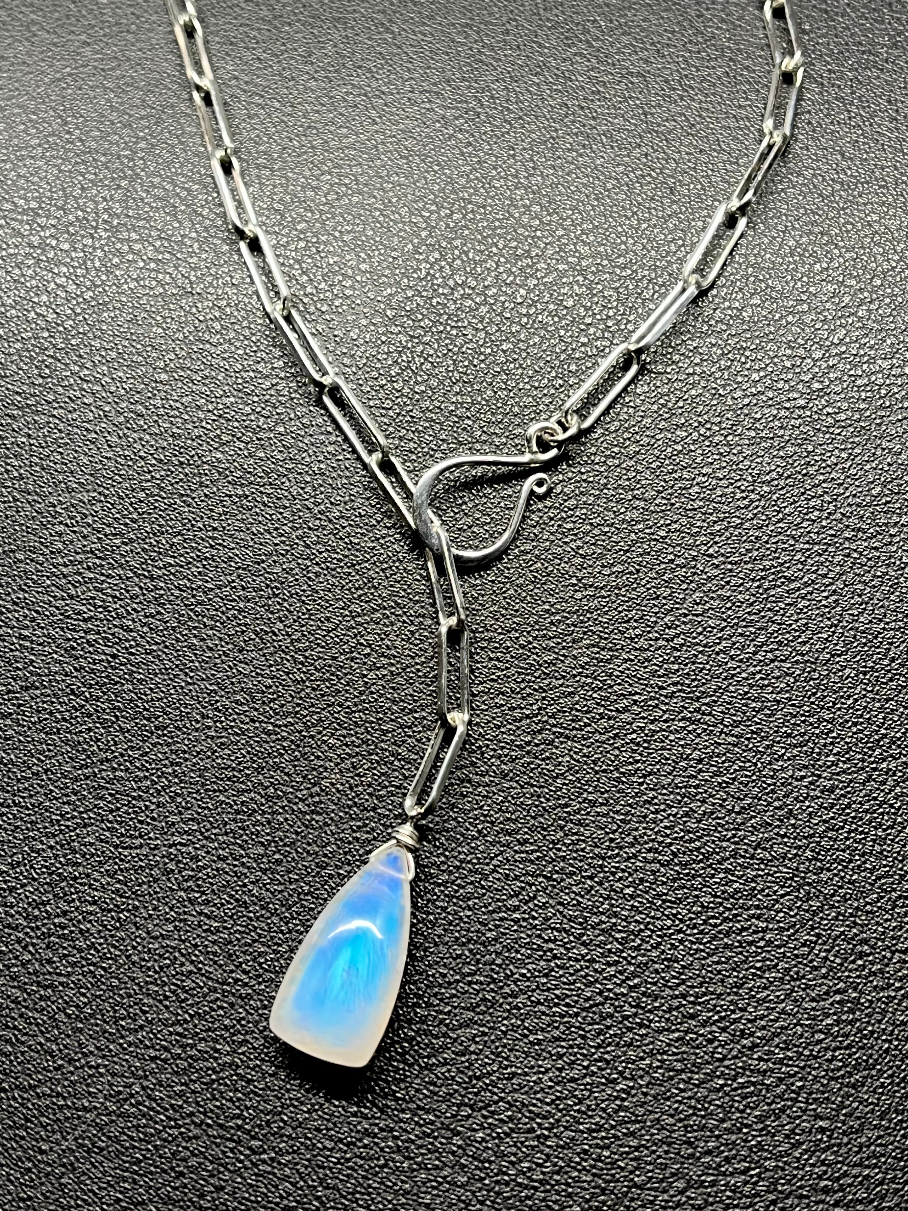 •LINKED• rainbow moonstone + silver necklace (19")