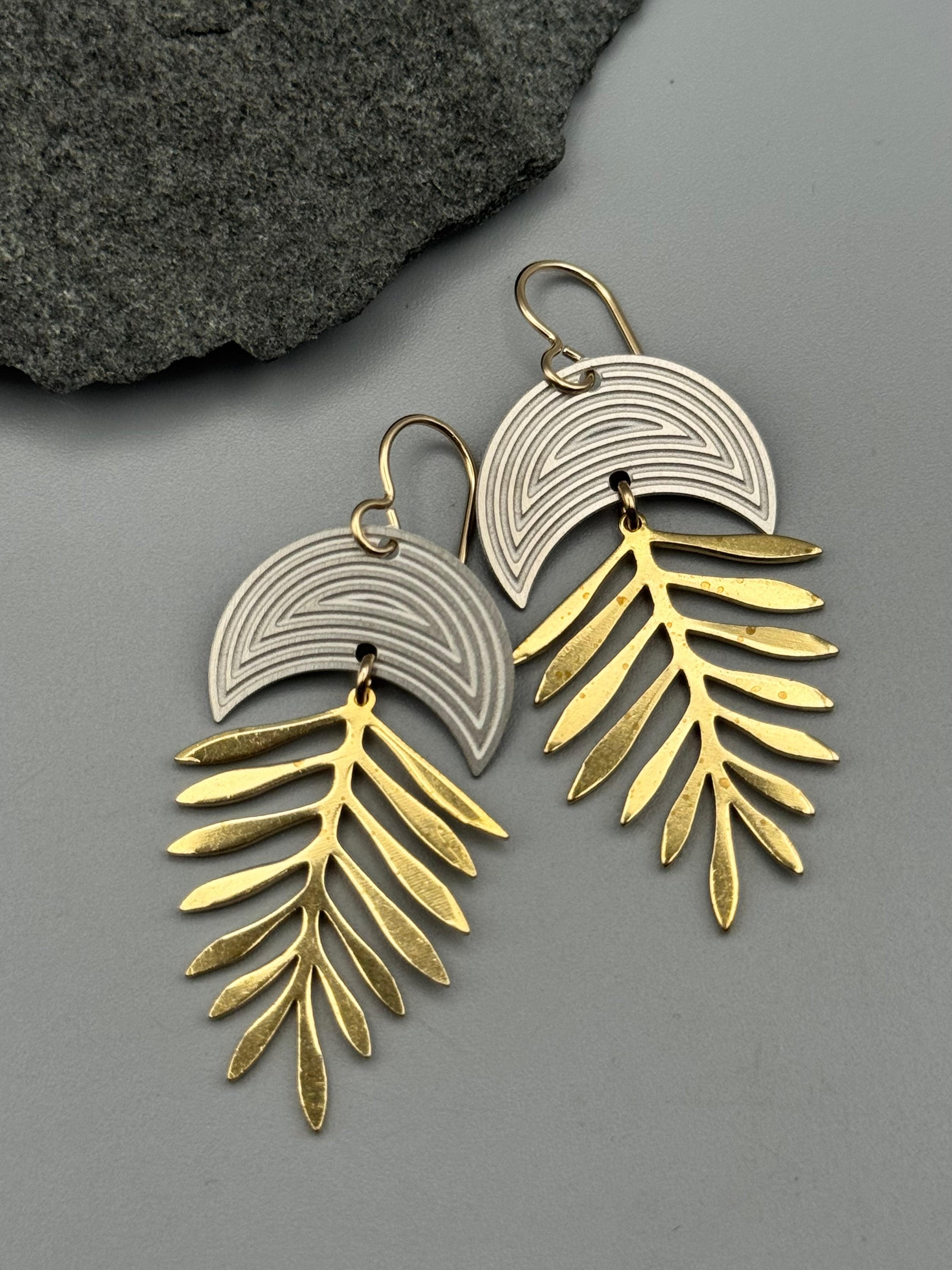 •BOTANICA LUNA• mixed metal dangle earrings