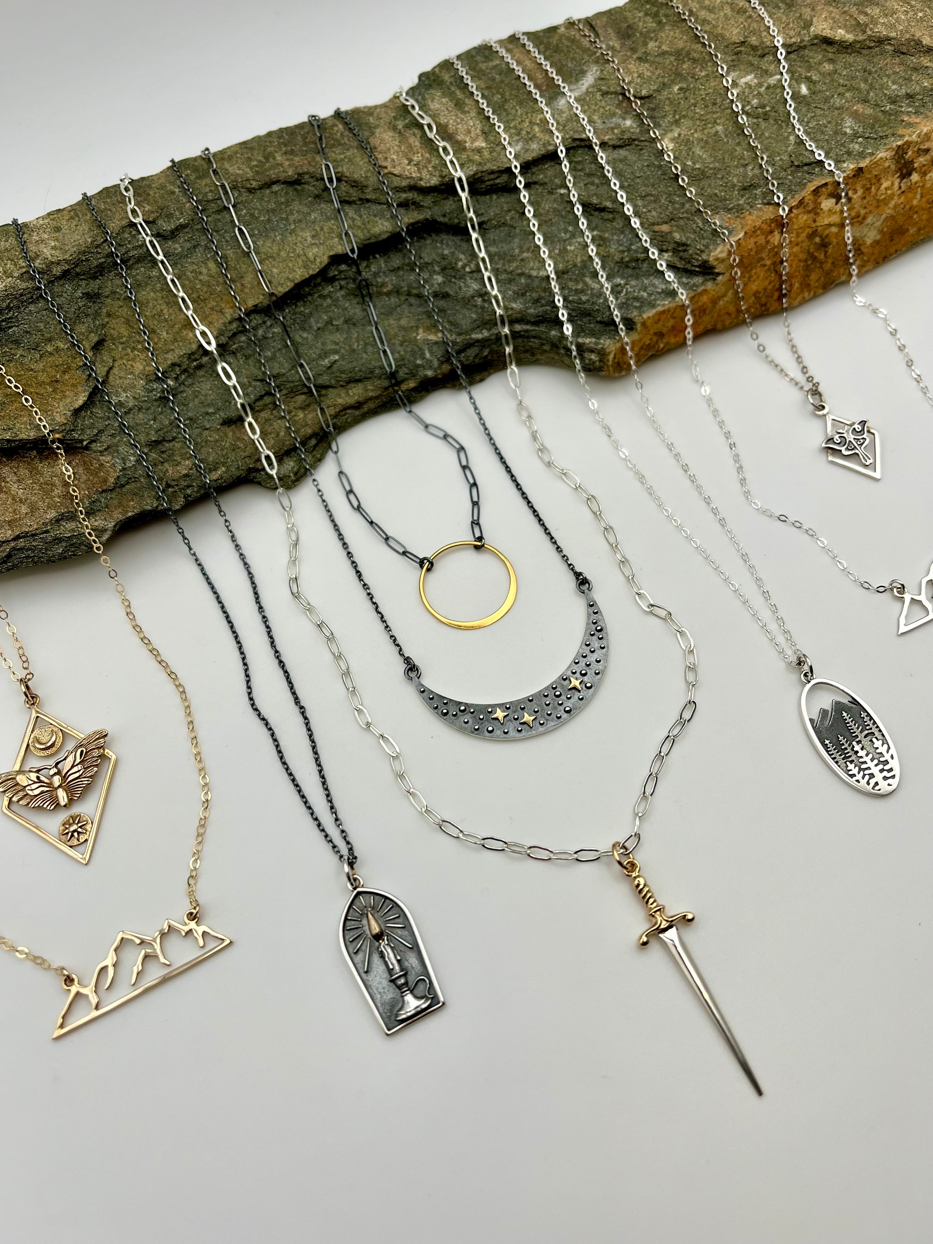 •COSMIC MOON• mixed metal necklace