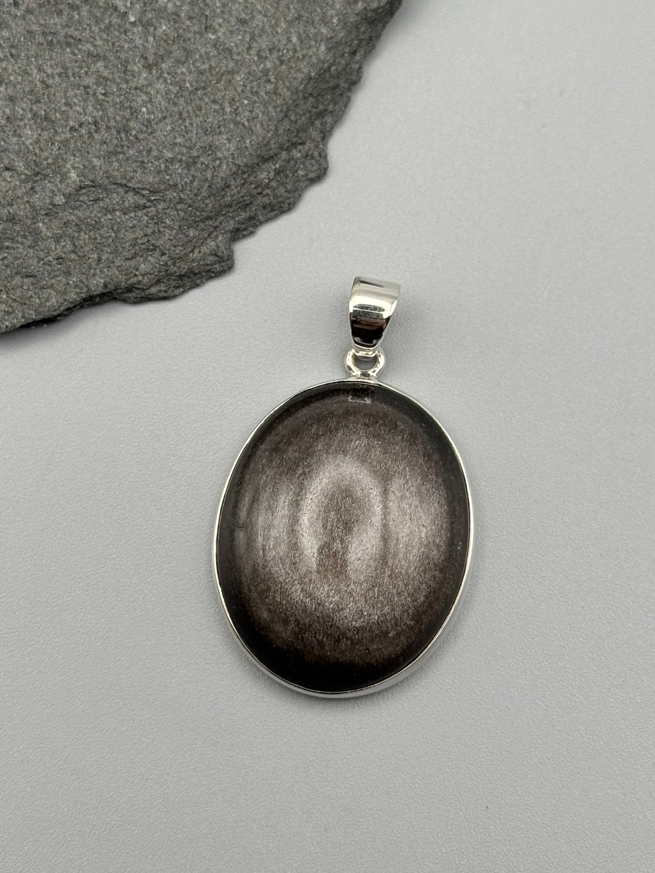 •GOLD SHEEN OBSIDIAN - OVAL• sterling silver pendant