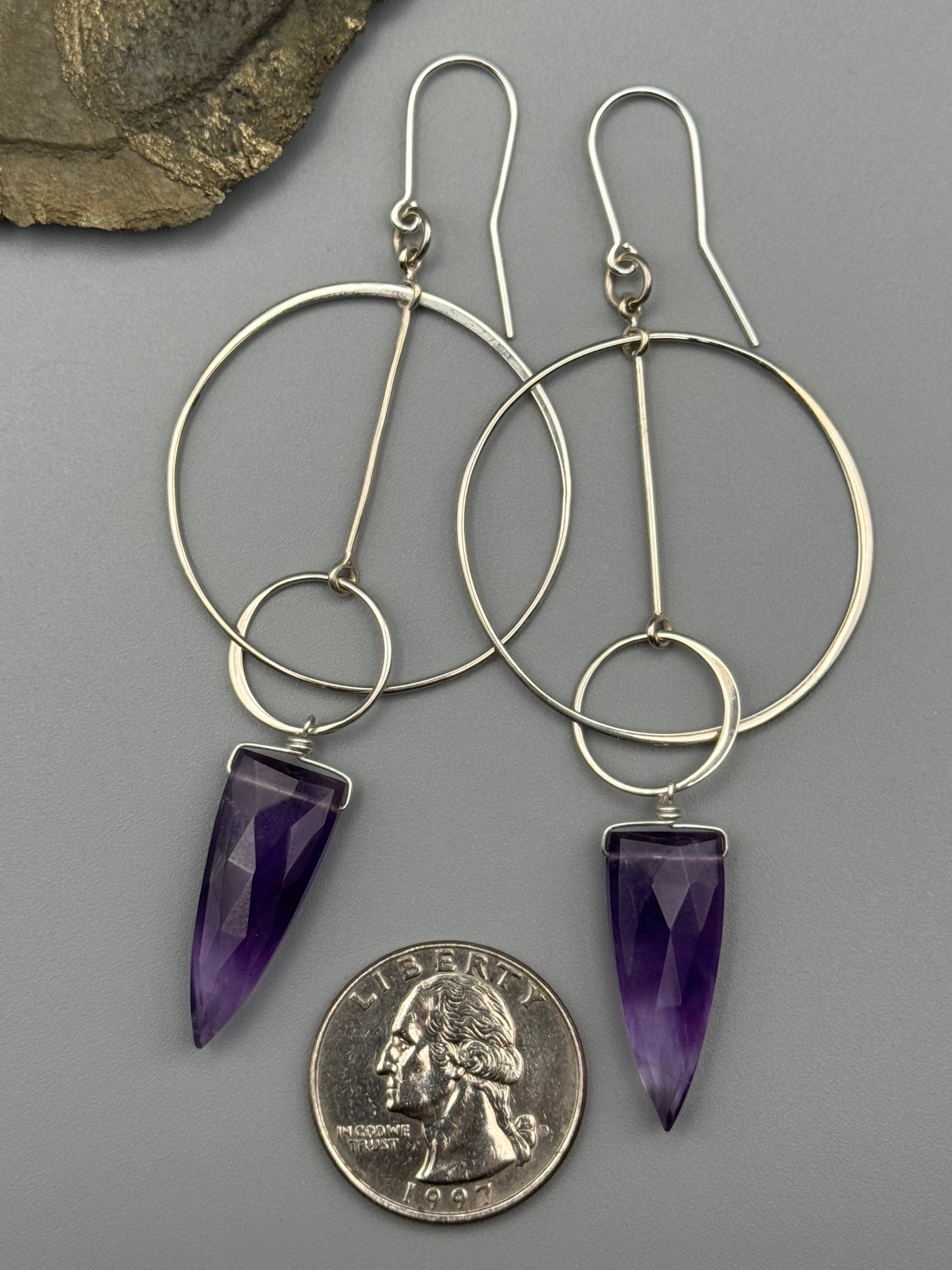 •LYRA• amethyst fang + silver earrings