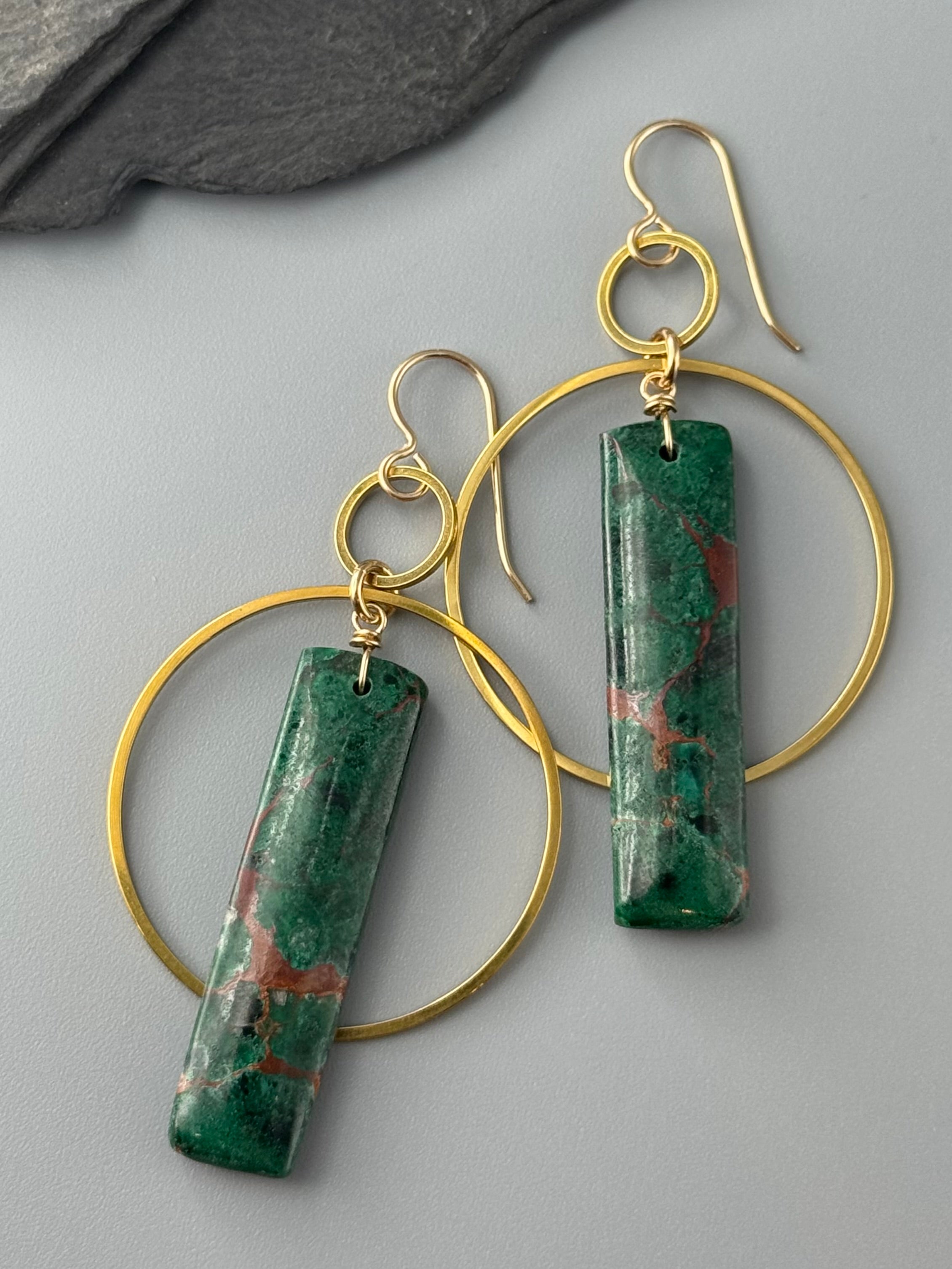 •EQUA-ORBIT• congolese malachite + gold earrings