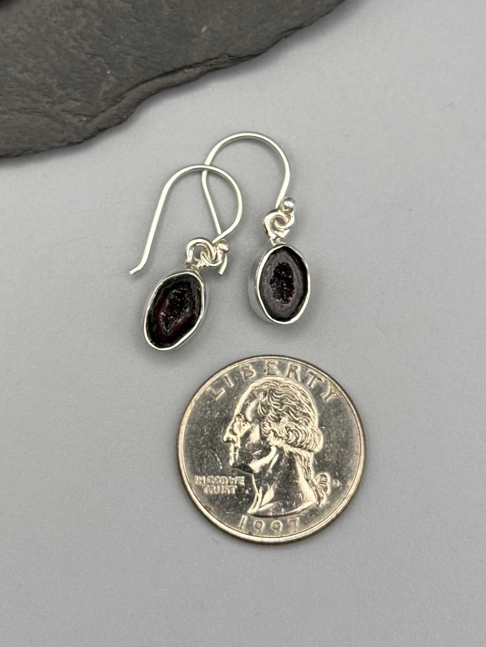 •ORGANIC OVAL• coconut druzy + silver dangle earrings