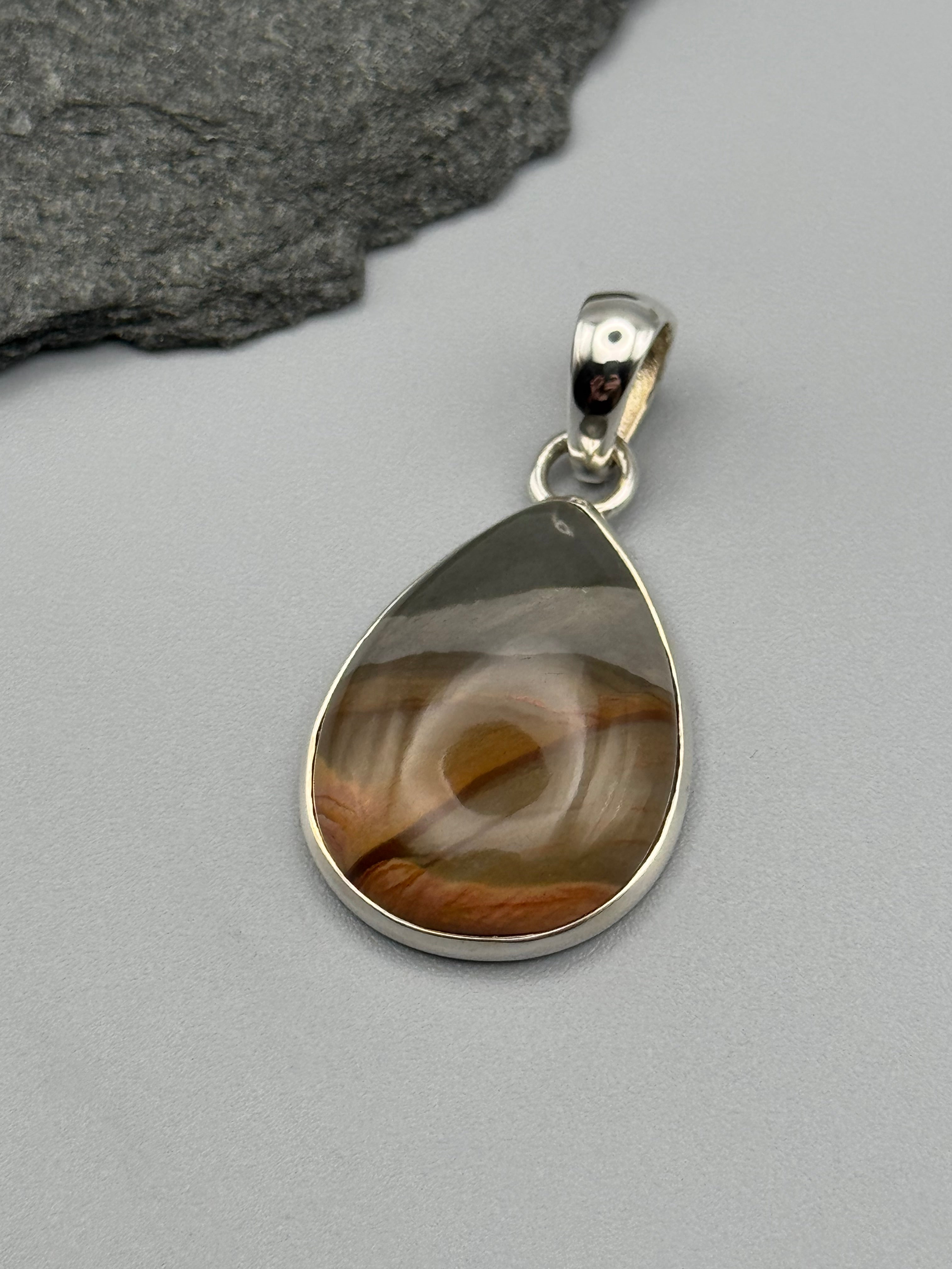 •POLYCHROME JASPER - TEAR• sterling silver pendant