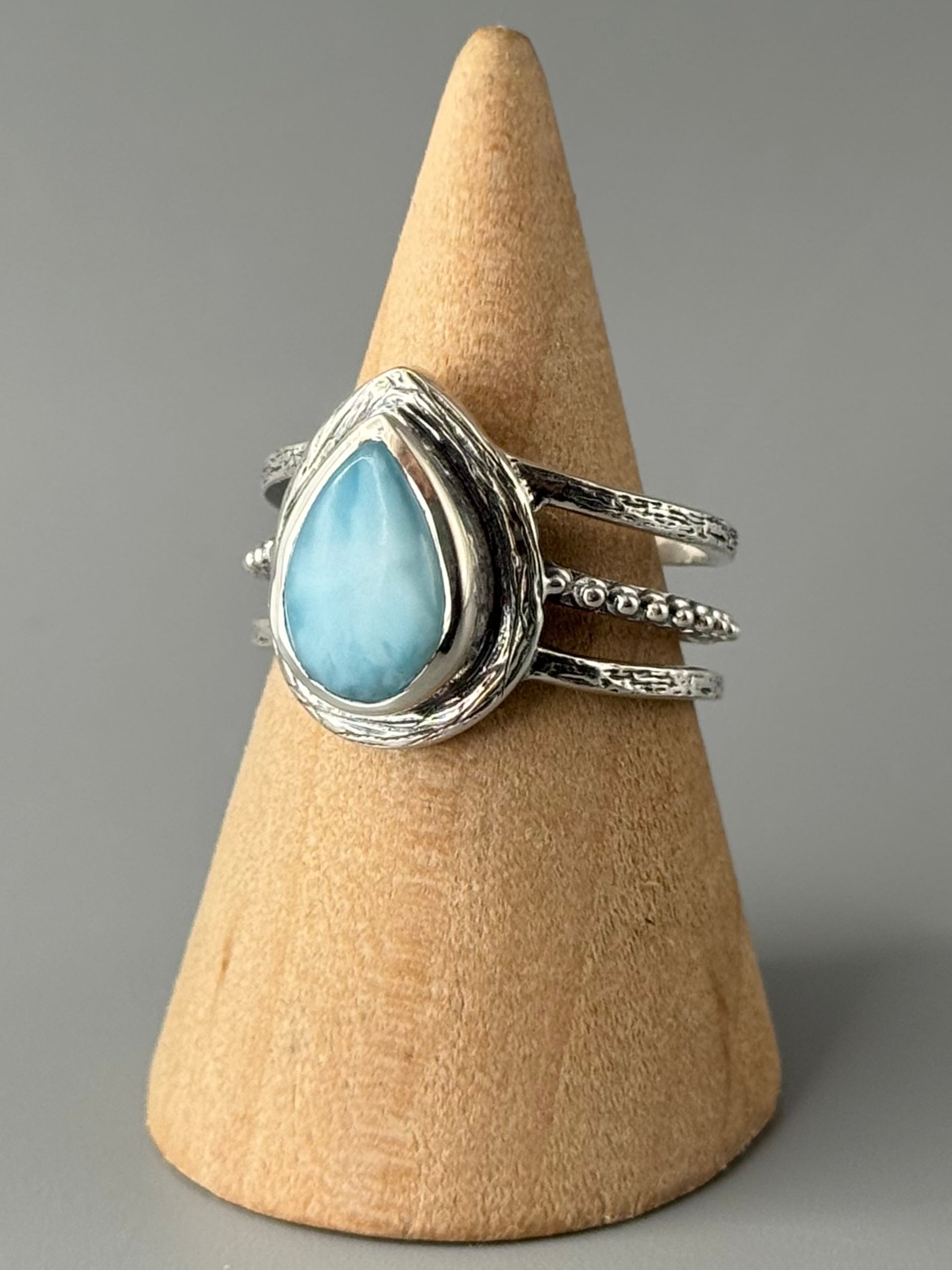 •LARIMAR - GATE• split band silver ring (various sizes)