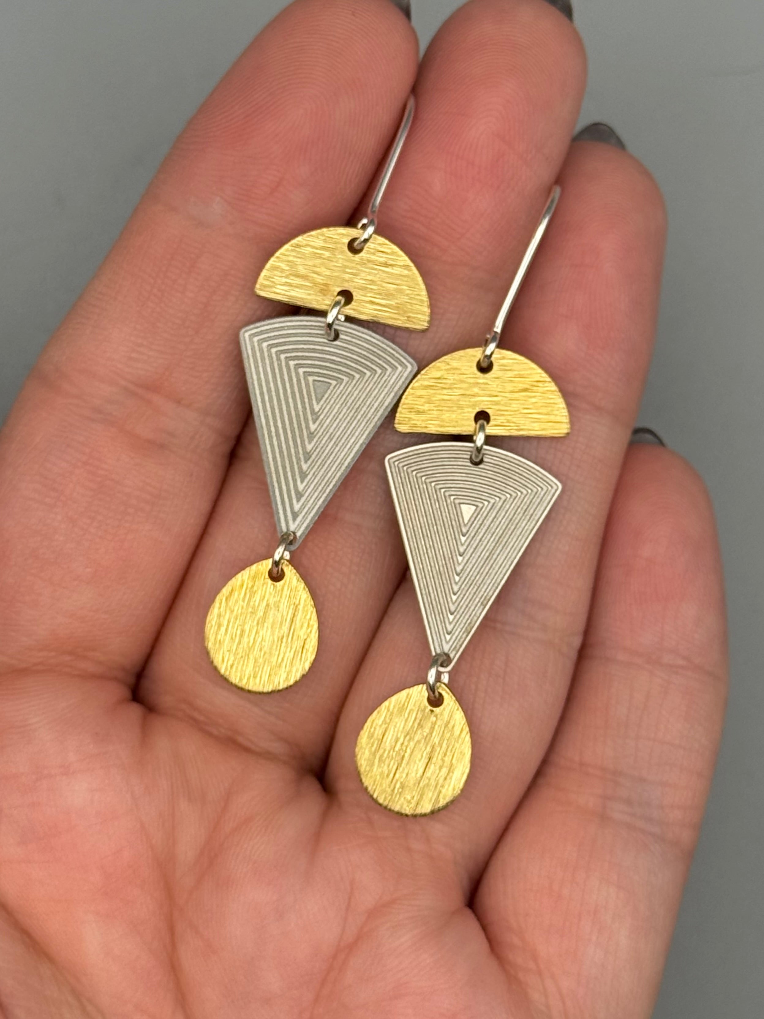 •SHAPE SHIFTER• mixed metal dangle earrings