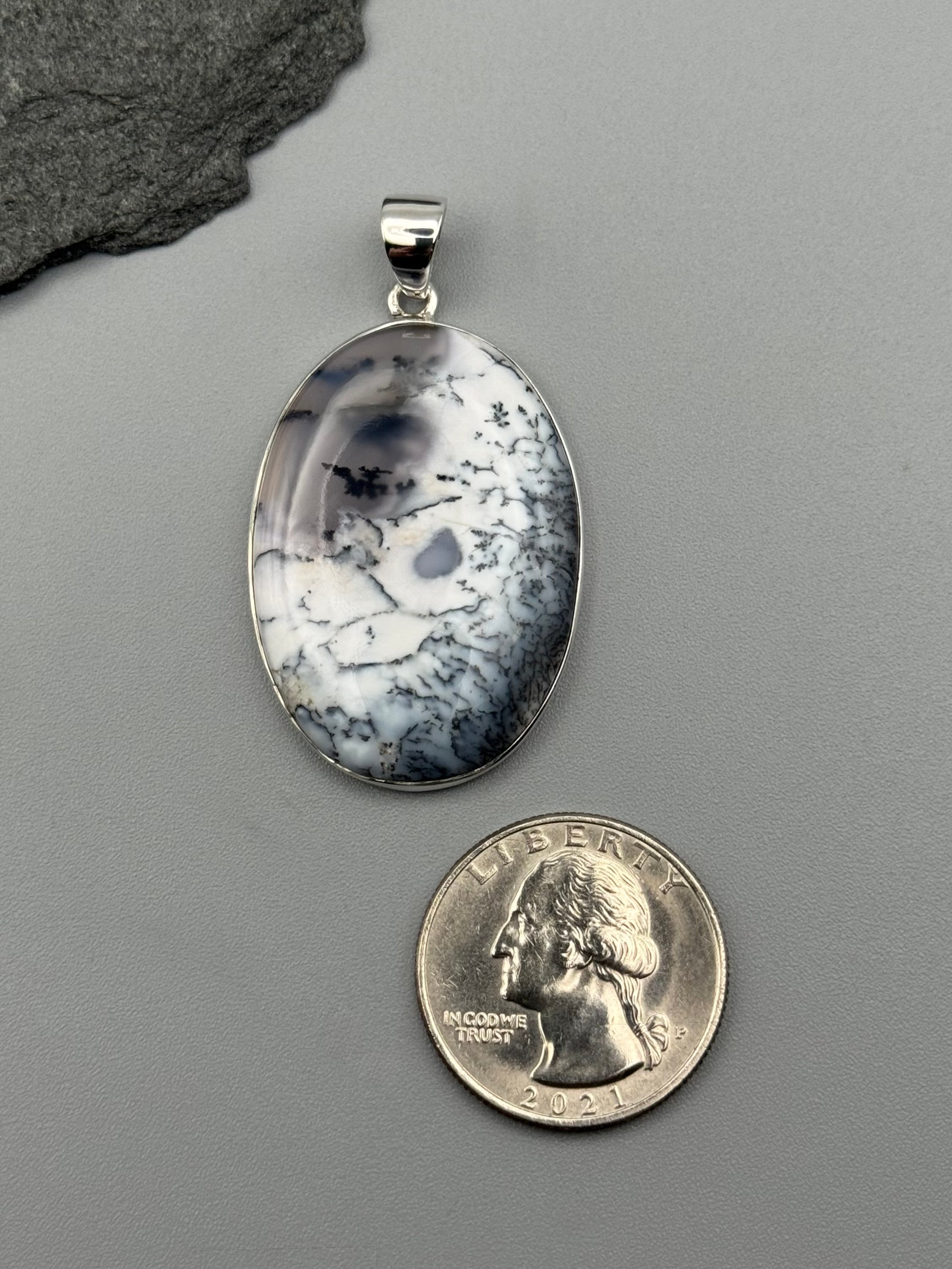 •DENDRITIC OPAL - OVAL 3• sterling silver pendant
